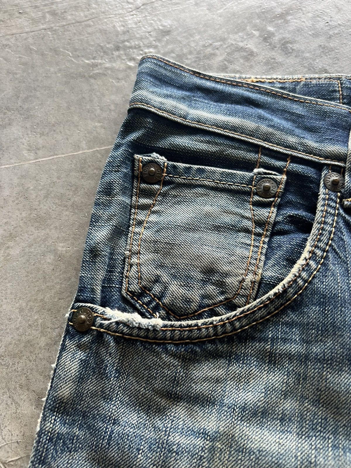 20471120 × Edwin × Japanese Brand flare edwin blue trip 503 dope faded washed punk grunge Size US 33 - 7 Thumbnail