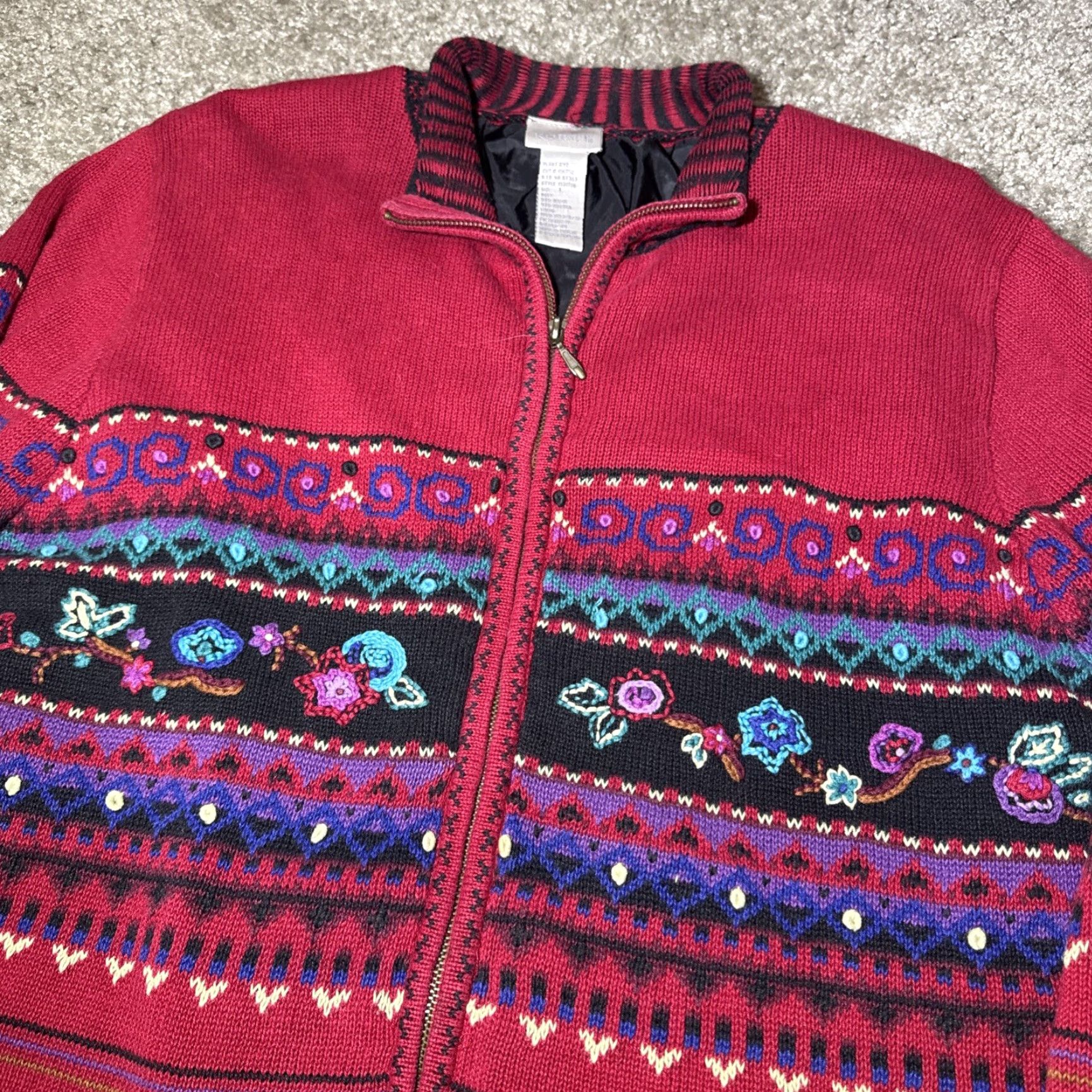 Vintage VINTAGE Koret Cardigan Knit Sweater Full Zip L Red Large Women Size L / US 10 / IT 46 - 3 Thumbnail