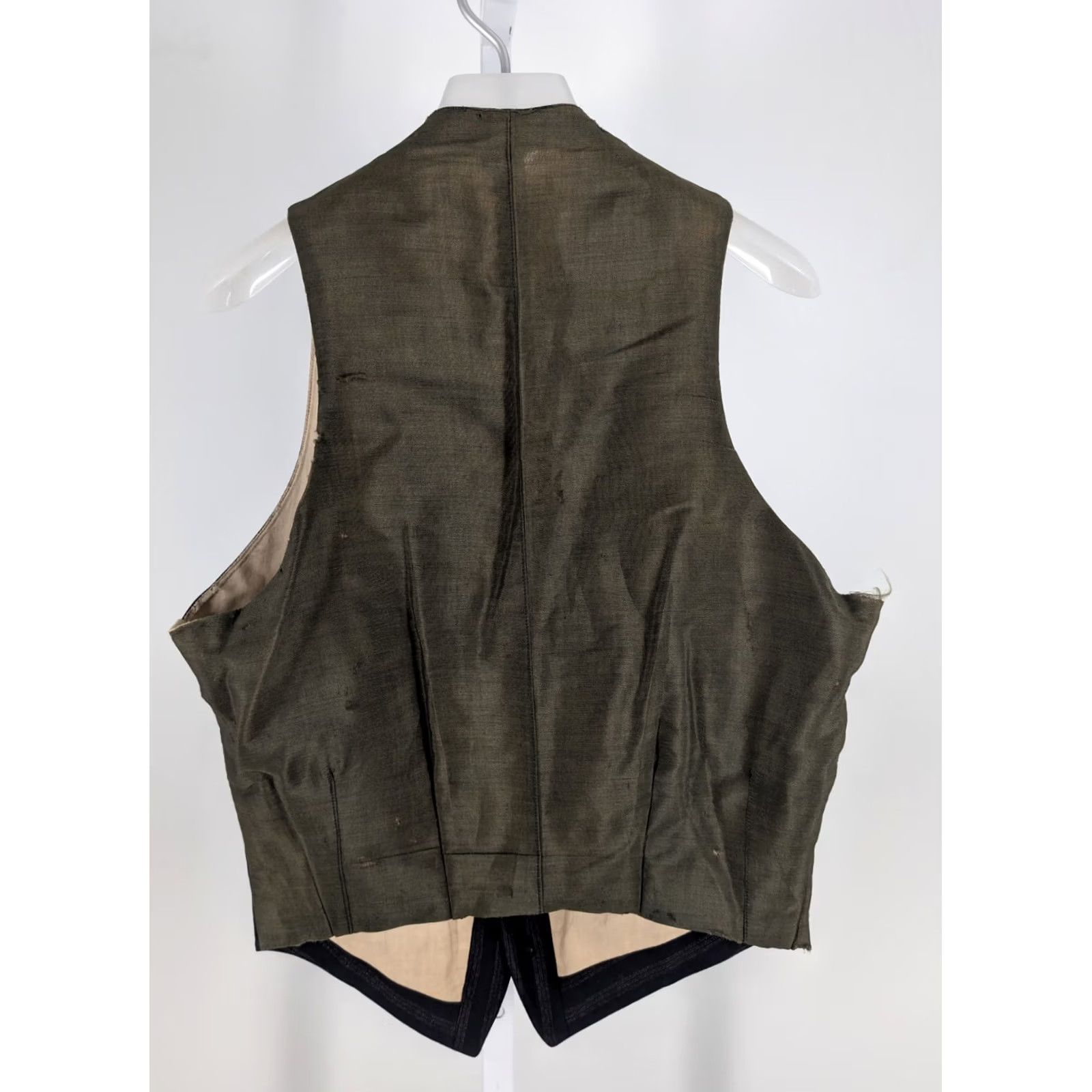 Vintage VINTAGE 1920s 1930s Waistcoat Vest Striped Wool Lapeled Back Buckle Front 6-Button 4-Pocket Mens Wool/Natural Cotton Lined Blue 38 Mens Size US XXS / EU 40 - 7 Thumbnail