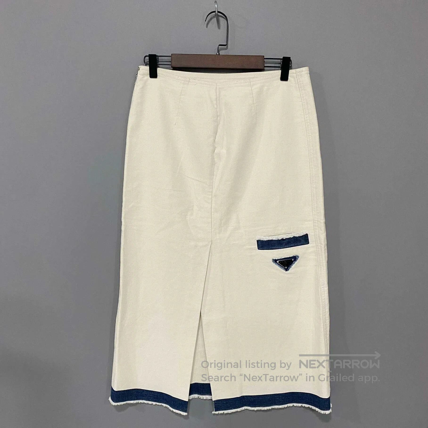 Prada PRADA Triangle Logo Denim Paneled Long Skirt. Size 39" - 1 Thumbnail