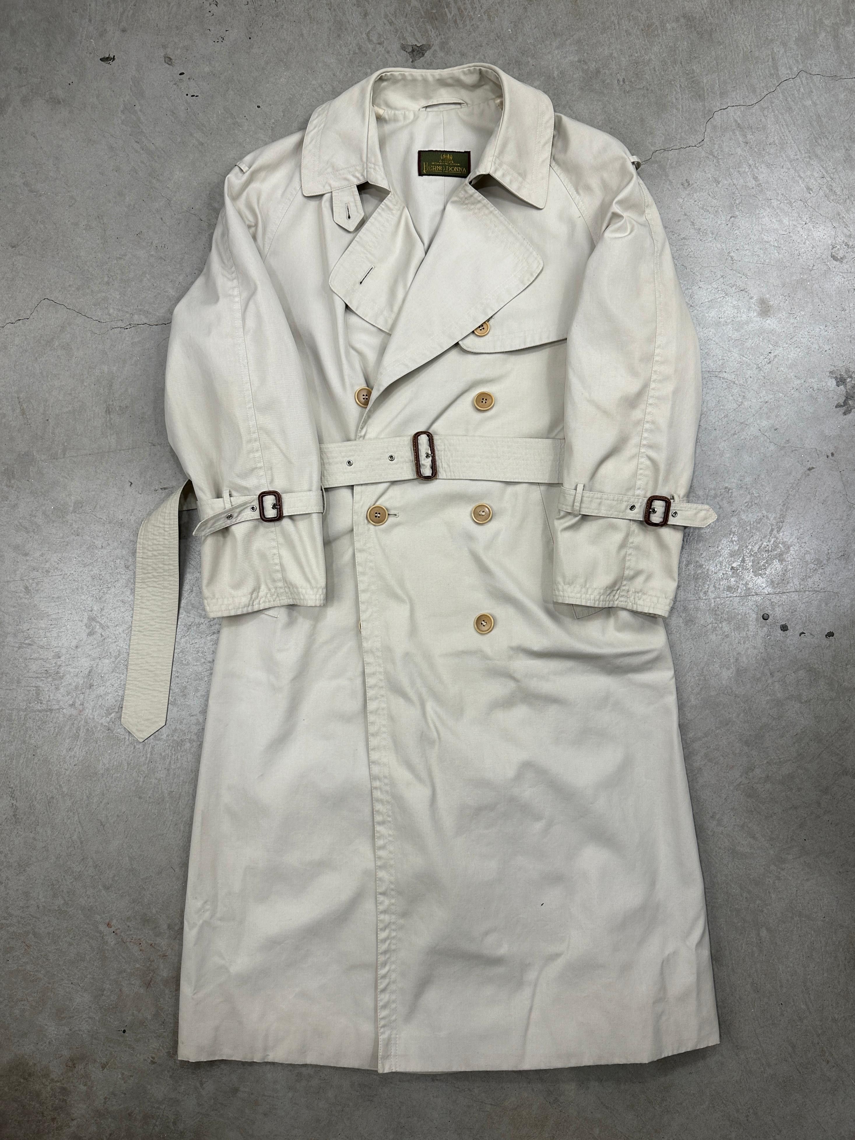 Vintage 80s Herno White Trenchcoat Size S / US 4 / IT 40 - 1 Thumbnail