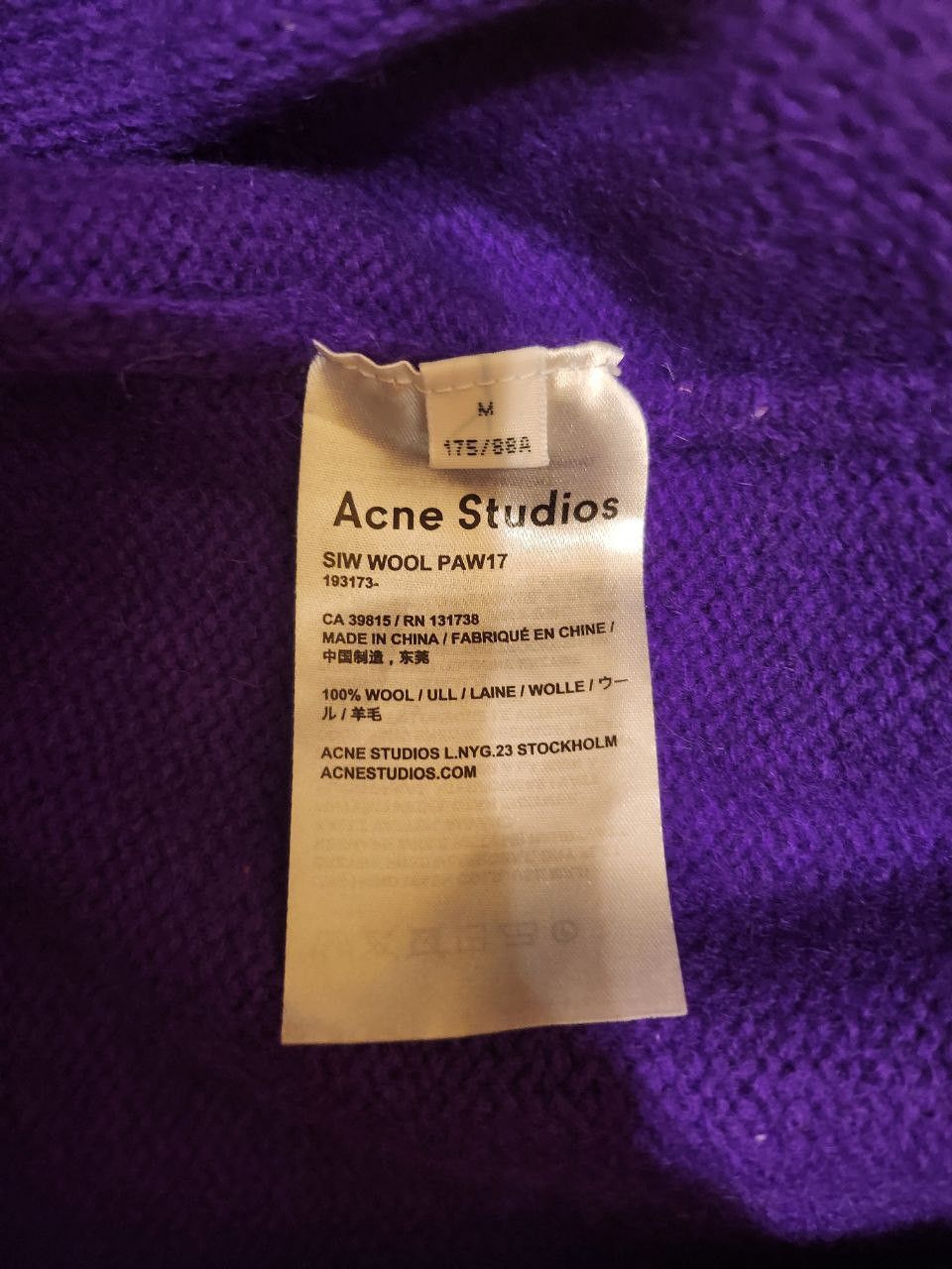 Acne Studios Purple Sweater Siw Wool PAW17 Size US M / EU 48-50 / 2 - 4 Thumbnail