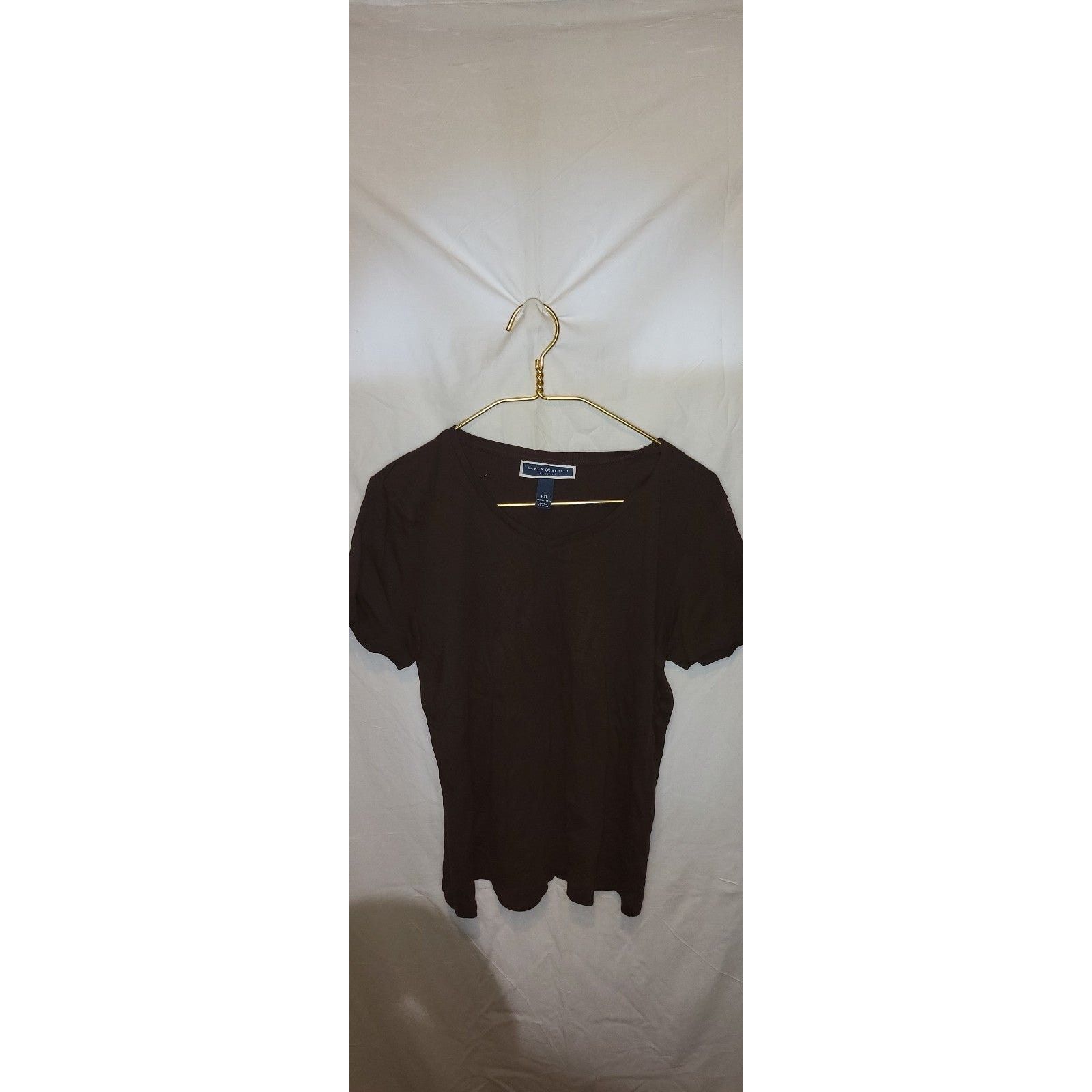 Other Brown Karen Scott Vneck cotton Short Sleeve Top Size PXL Size XL / US 12-14 / IT 48-50 - 1 Thumbnail