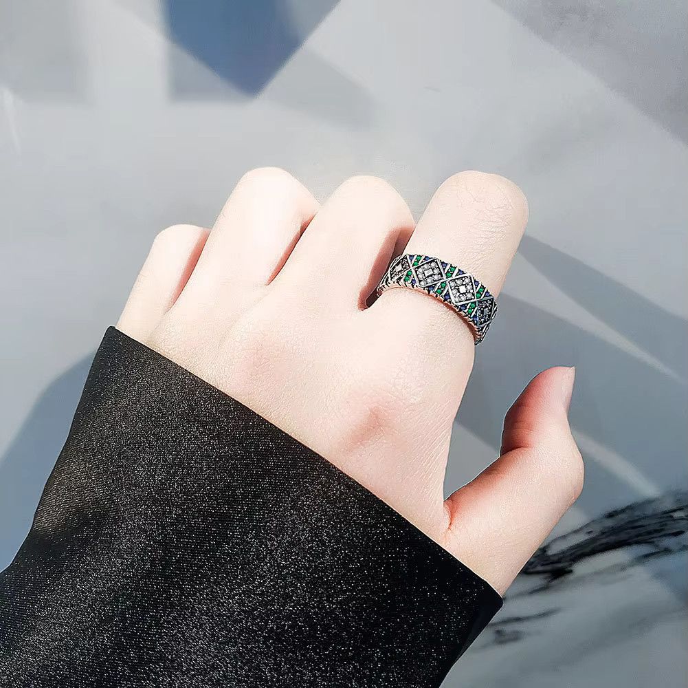 Jewelry x Vintage Elegant Colorful Cz Zircon Star Rings in Silver, Men's