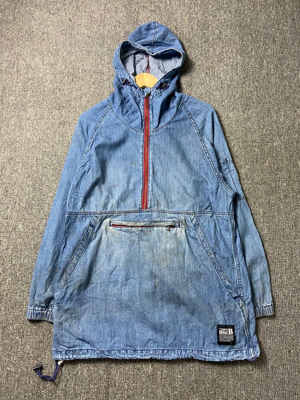 Japanese Brand Blue B Japanese Brand Half Zipper Denim Jacket (186) Size US L / EU 52-54 / 3 - 1 Thumbnail