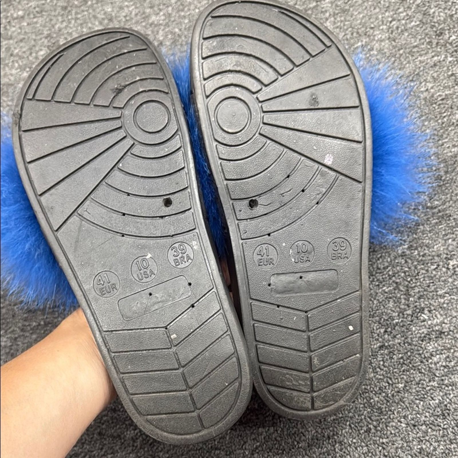 Other NWOB Electric Blue fur Slide Sandals Size 10 Size US 10 / IT 40 - 2 Thumbnail