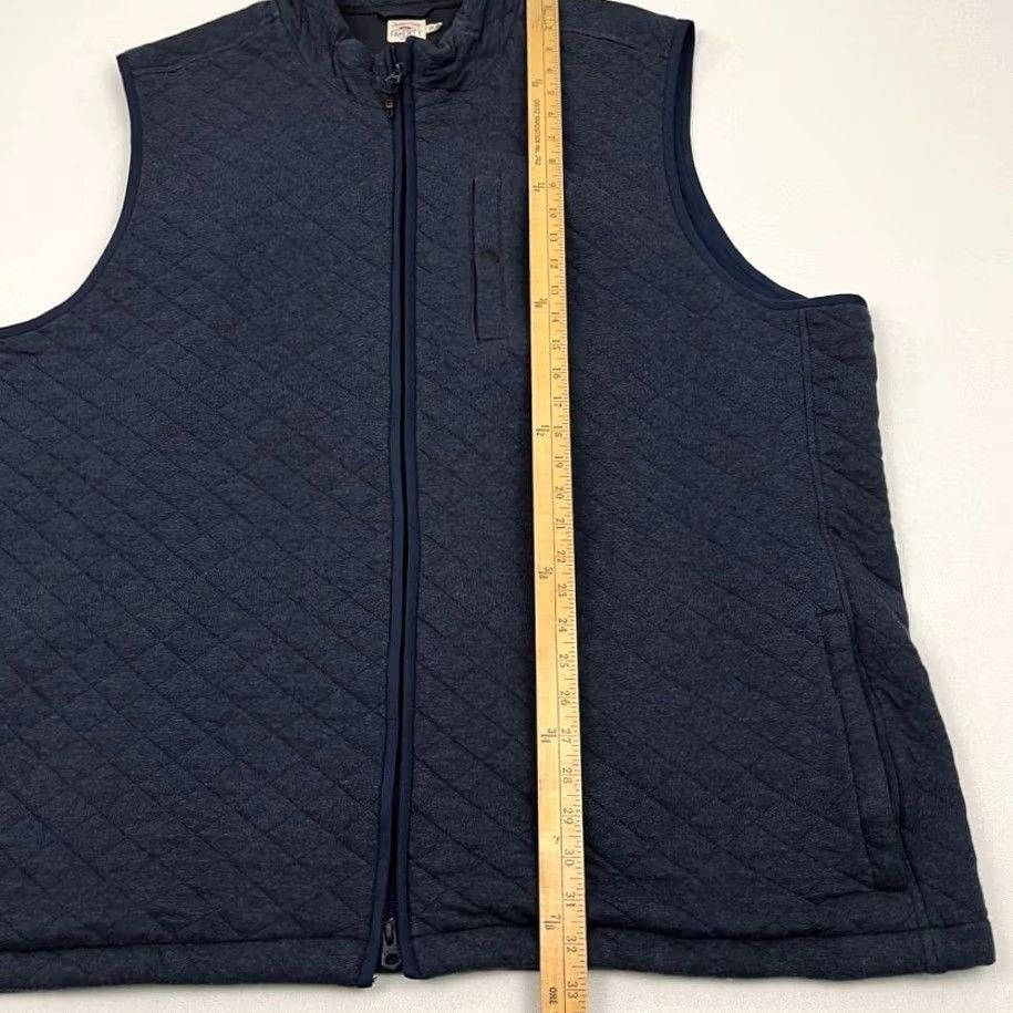 Faherty Faherty Vest Quilted Fleece Full Zip Blue 2XLT Mens - Preppy, Outdoor, Classic, All Seasons, Lightweight, Stand-Up Collar, Regular Fit, Big & Tall Size US XXL / EU 58 / 5 - 5 Thumbnail