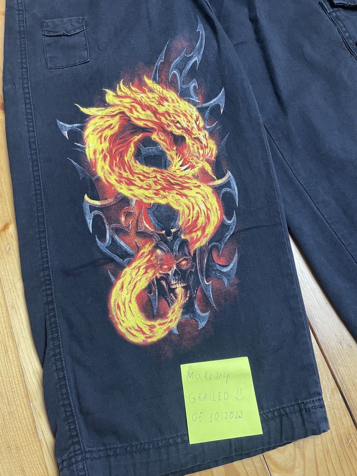 Vintage Vintage SPIRAL black shorts skull bone breeches y2k rare Size US 33 - 3 Thumbnail