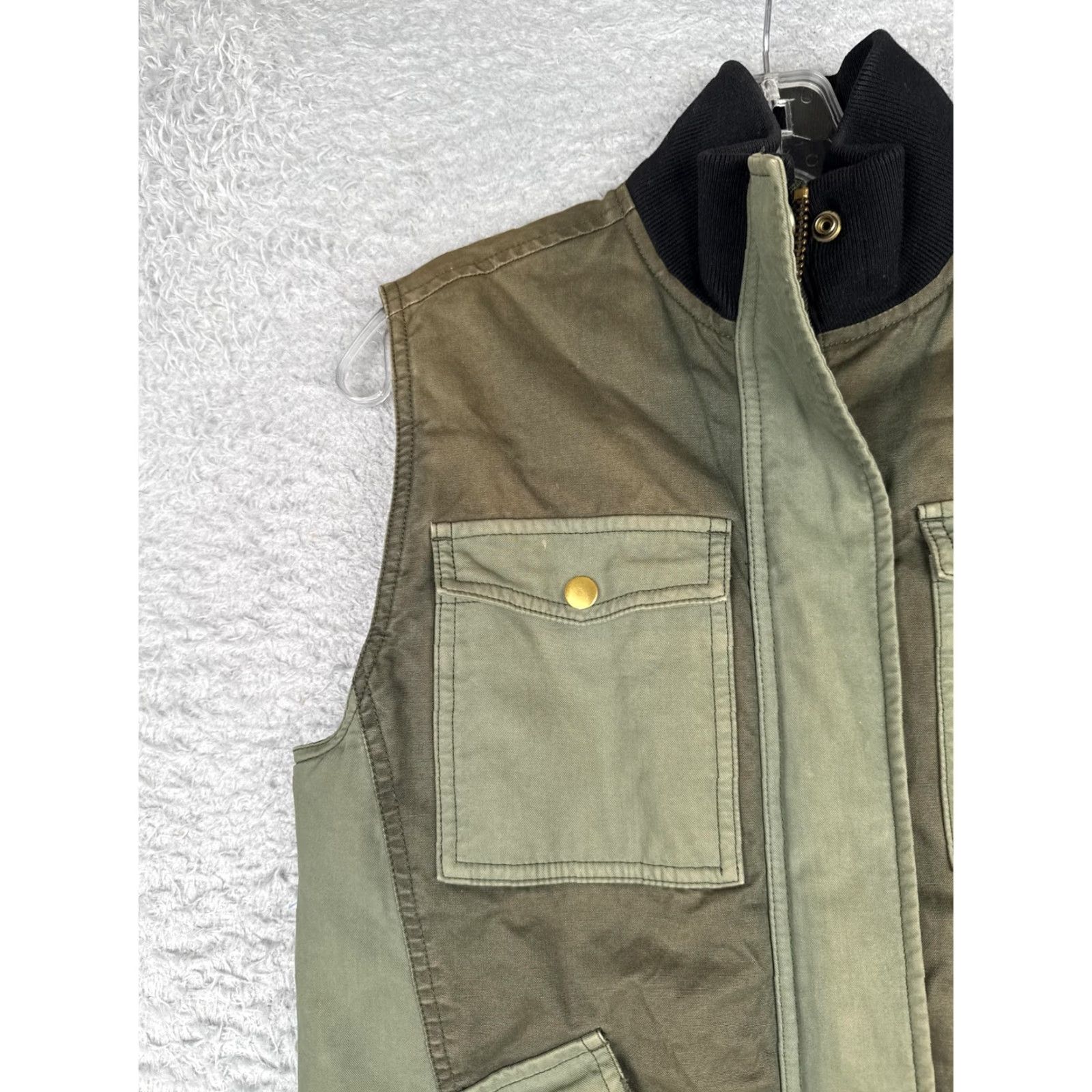 J.Crew VINTAGE J.CREW Vest Mens Small Green Canvas Quilted Lined Utility Pockets Army Size US S / EU 44-46 / 1 - 5 Thumbnail