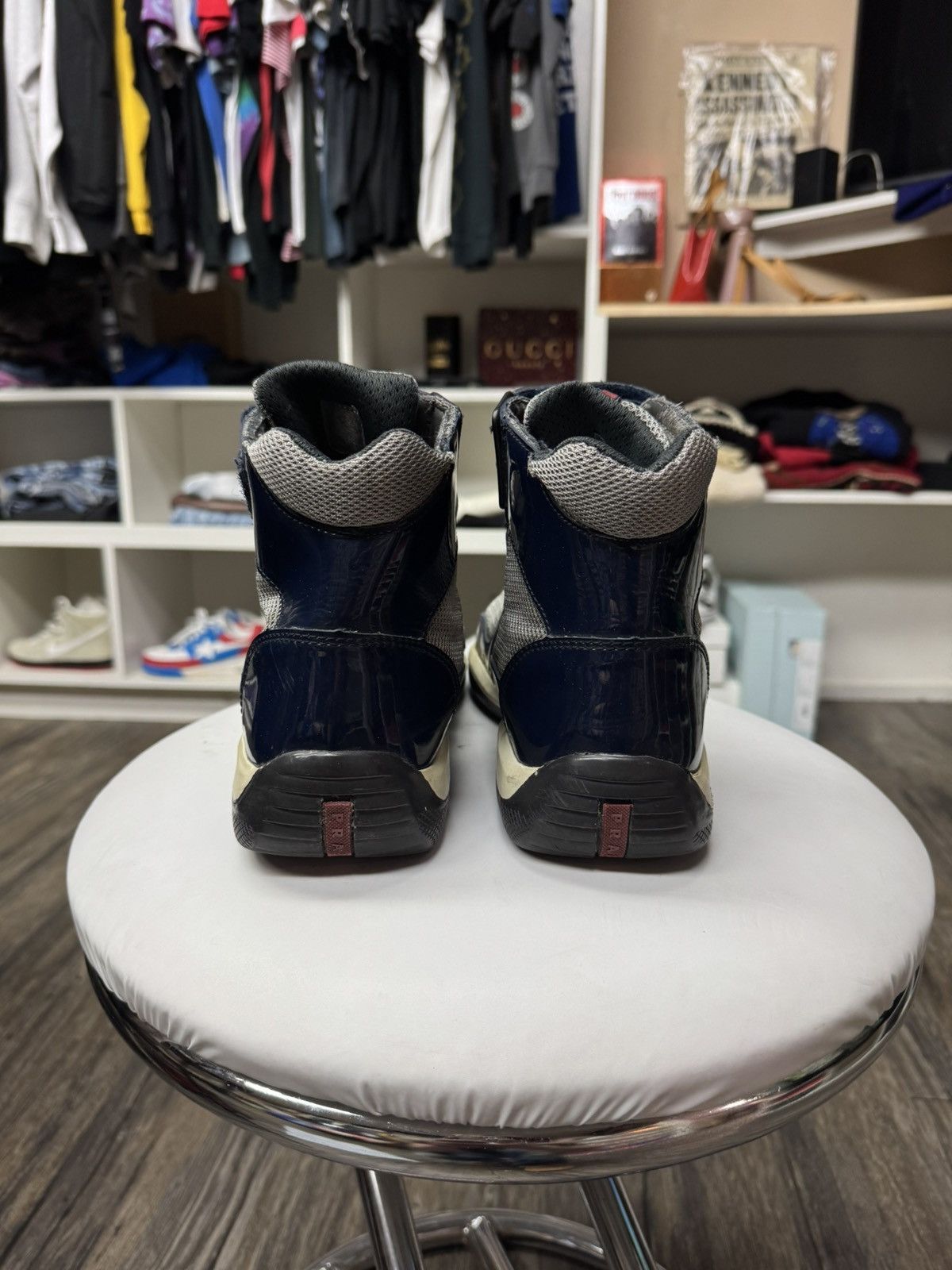 Prada PRADA DARK BLUE PATENT LEATHER HITOP CUPS Size US 9 / EU 42 - 5 Thumbnail