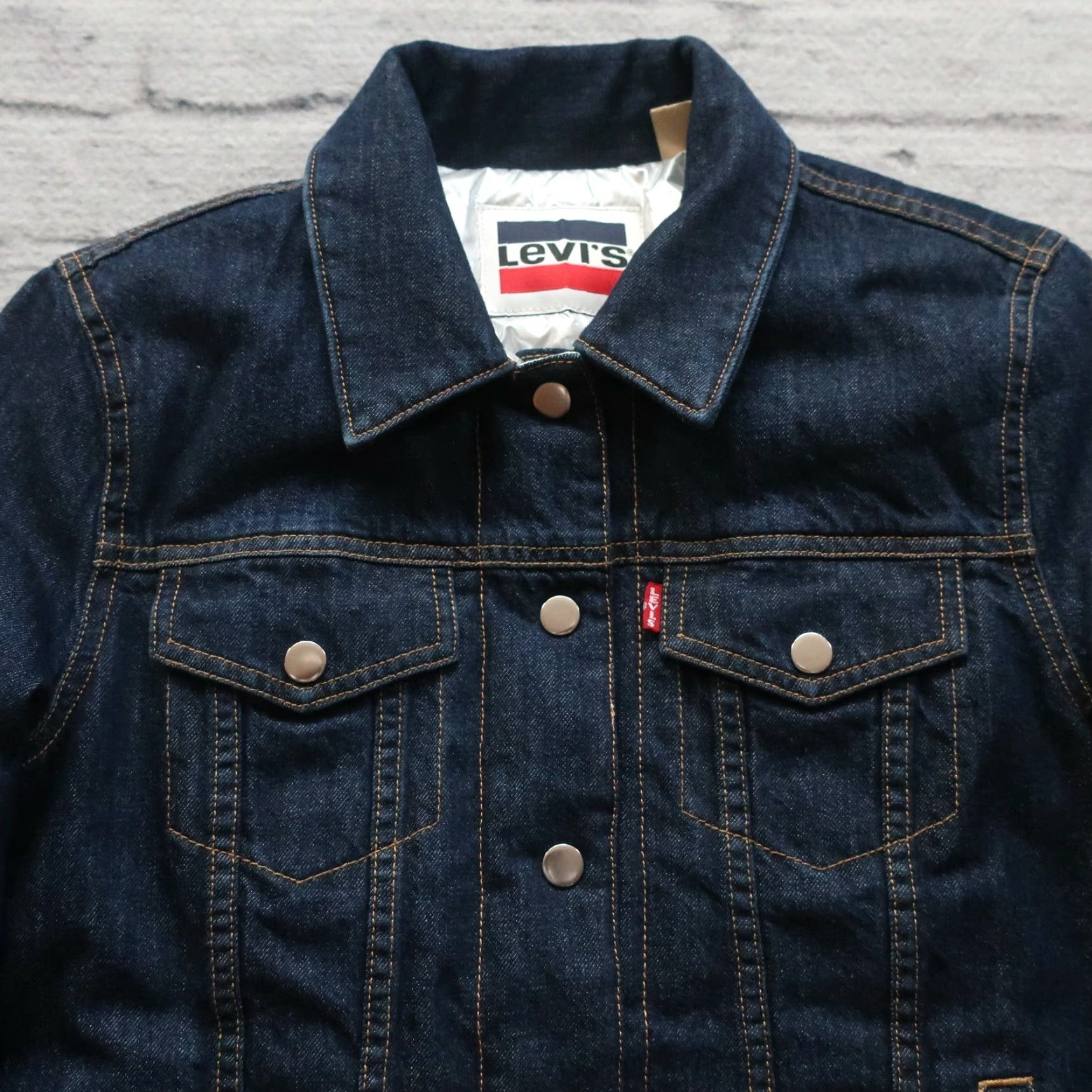 Levi's Levi's Reversible Denim Quilted Down Trucker Jacket Womens Small Silver Shirt VINTAGE (adjusted) Size S / US 4 / IT 40 - 4 Thumbnail