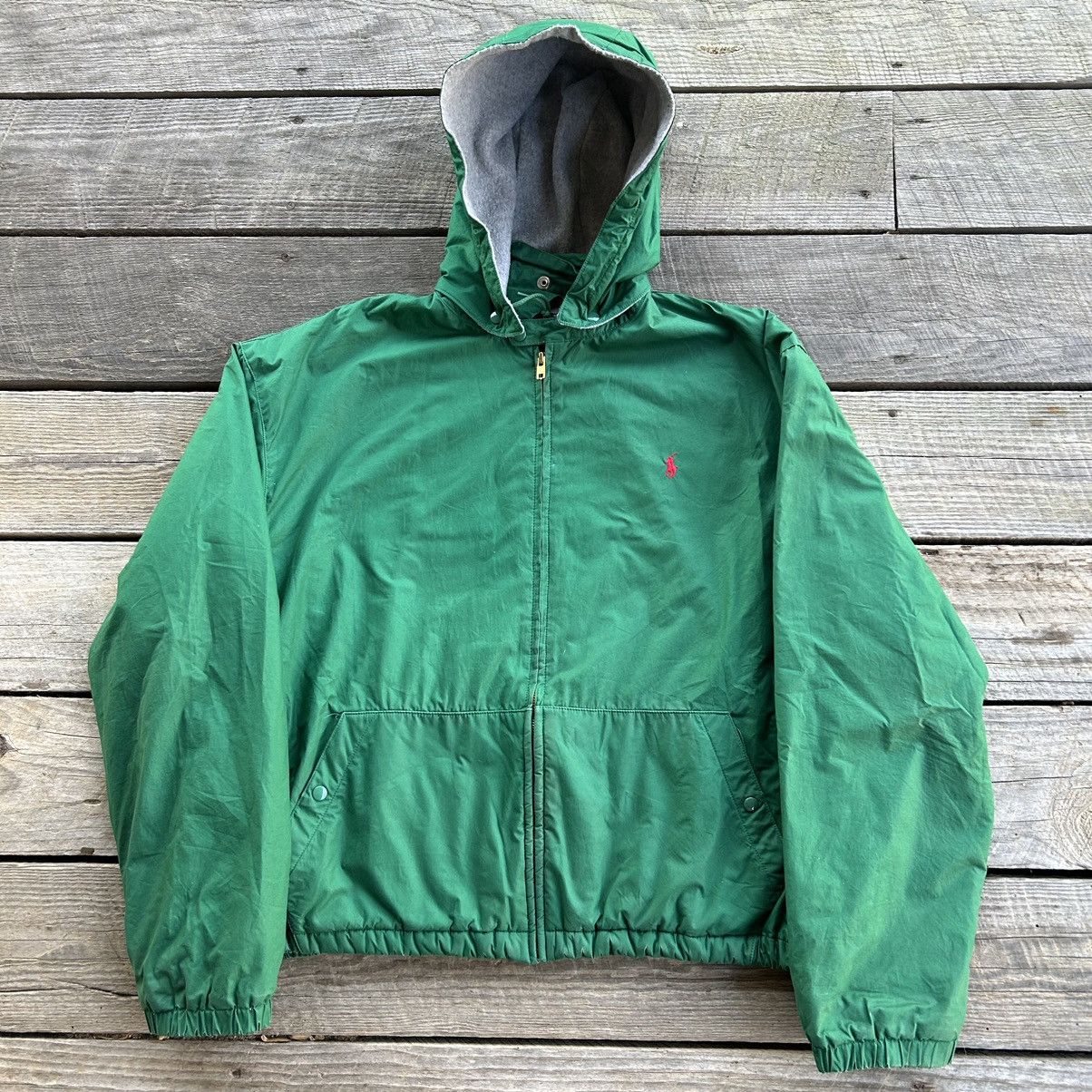 Polo Ralph Lauren Vintage Polo Ralph Lauren Fleece Line Hooded Green Jacket Size US L / EU 52-54 / 3 - 1 Thumbnail