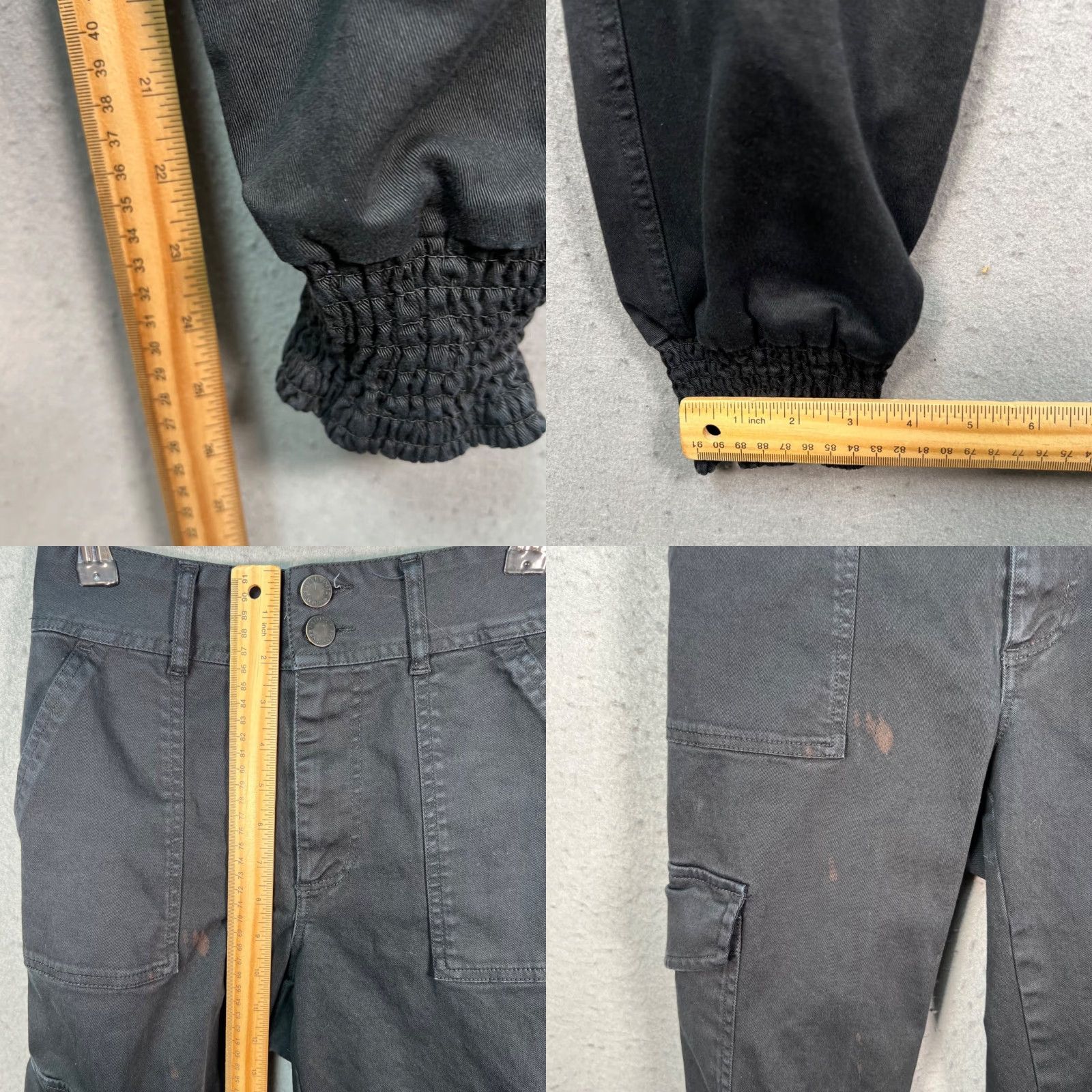 Alice + Olivia Alice + Olivia Womens Cargo Jogger Pants Black 25 Cotton Elastane Tapered High Rise Flat Front Elastic Cuff Adult Womens 90s? Size 42" / US 20 - 8 Thumbnail