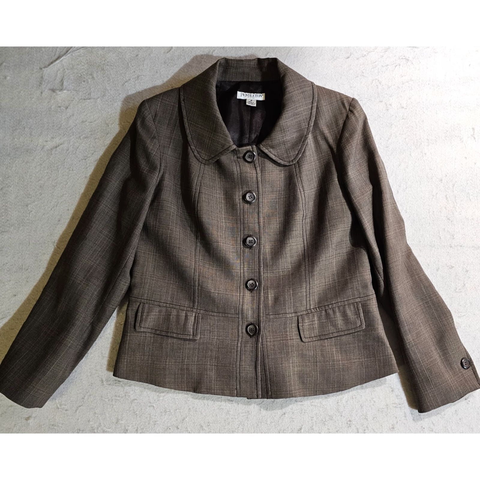 Pendleton VINTAGE Pendleton Petite Virgin Wool Blazer Suit Jacket Women's 8P Brown Blazer Size M / US 6-8 / IT 42-44 - 2 Thumbnail