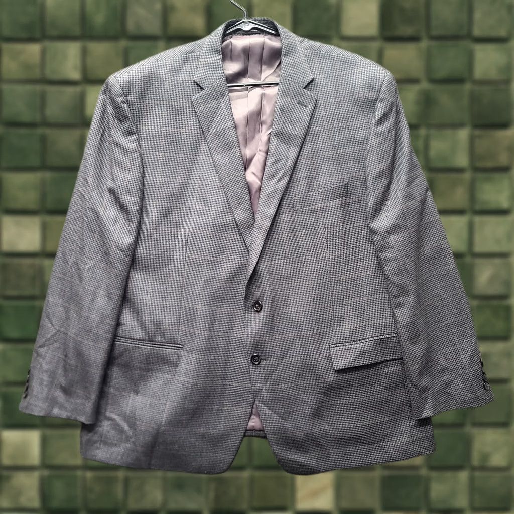 Ralph Lauren Lauren Ralph Lauren Sport Coat Mens 52R 2 Button Silk Wool Windowpane Notch Lapel Gray 2 Piece Big & Tall Mens B&T Jacket Shade Brown? Size US L / EU 52-54 / 3 - 1 Thumbnail
