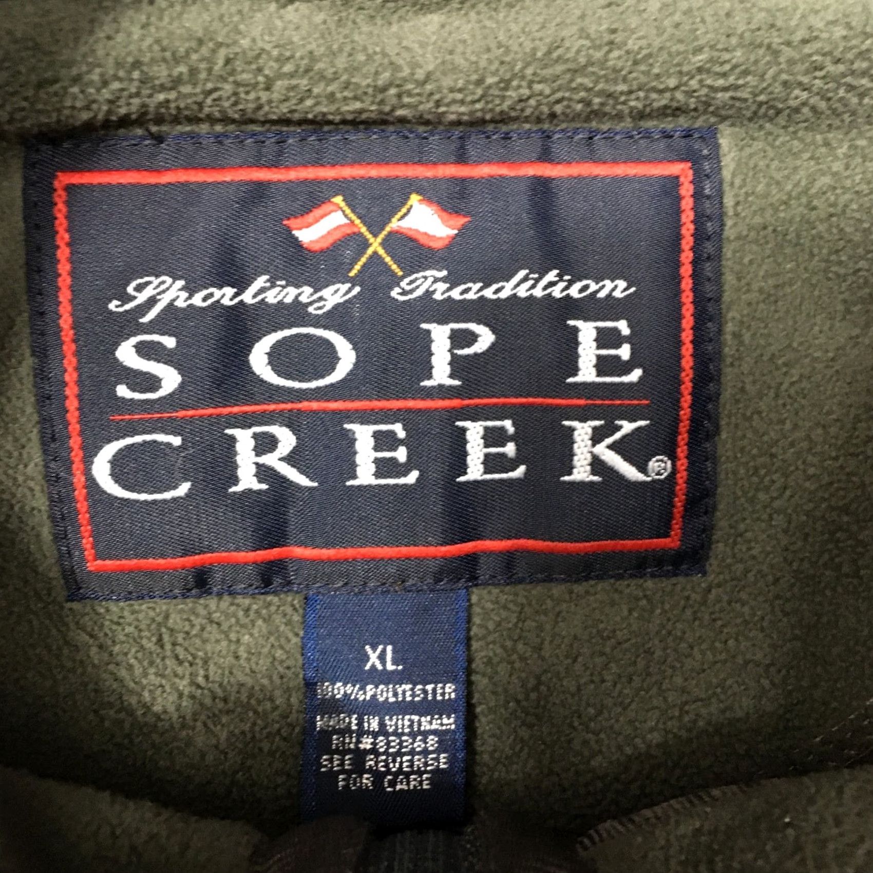 Olive SOPE CREEK Vest XL Olive Green Fleece Full Zip Logo Outdoor Classic 90s Windbreaker Mens Size US XL / EU 56 / 4 - 3 Thumbnail