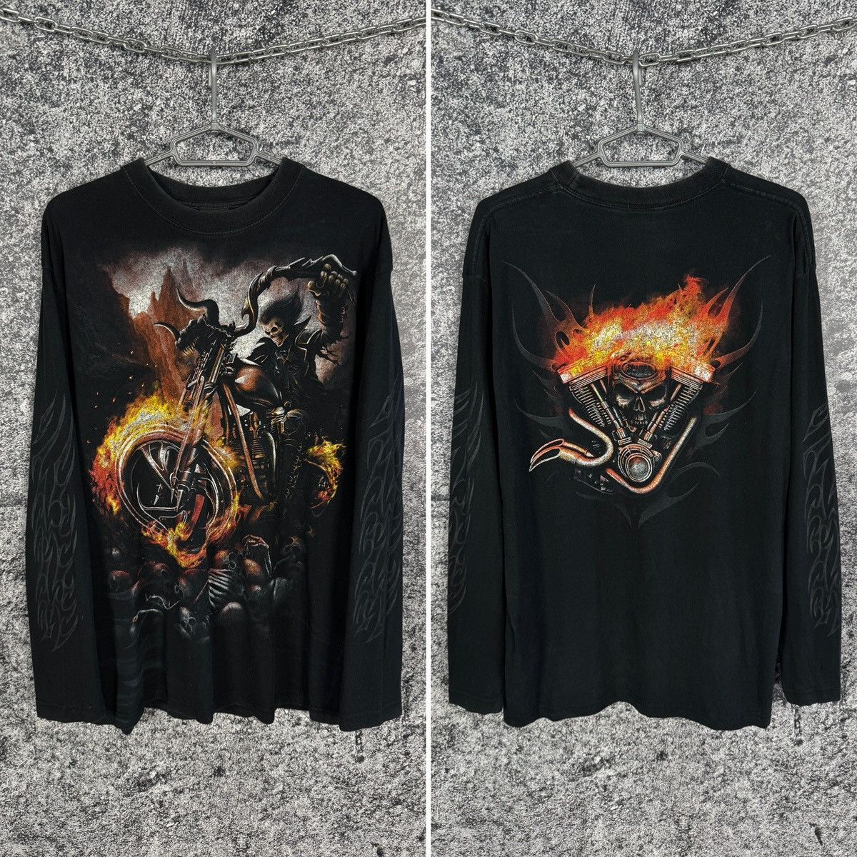 Vintage Spiral Long Sleeve T-Shirt Vintage Skulls Motorcycle Size XL Size US XL / EU 56 / 4 - 1 Thumbnail