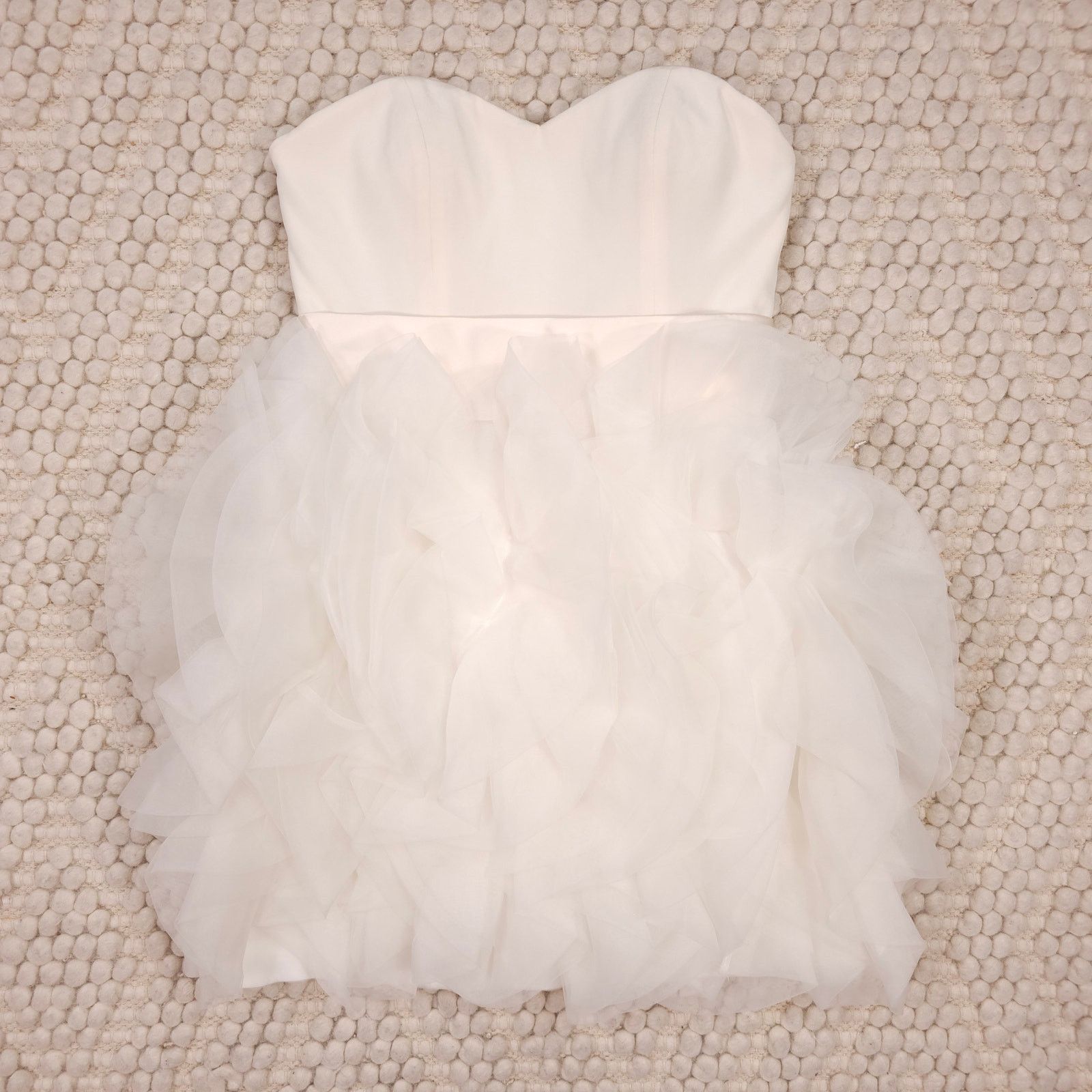 Other Jovani 100% Silk Strapless Mini Bubble Dress White Sz 2 Size XS / US 0-2 / IT 36-38 - 5 Thumbnail