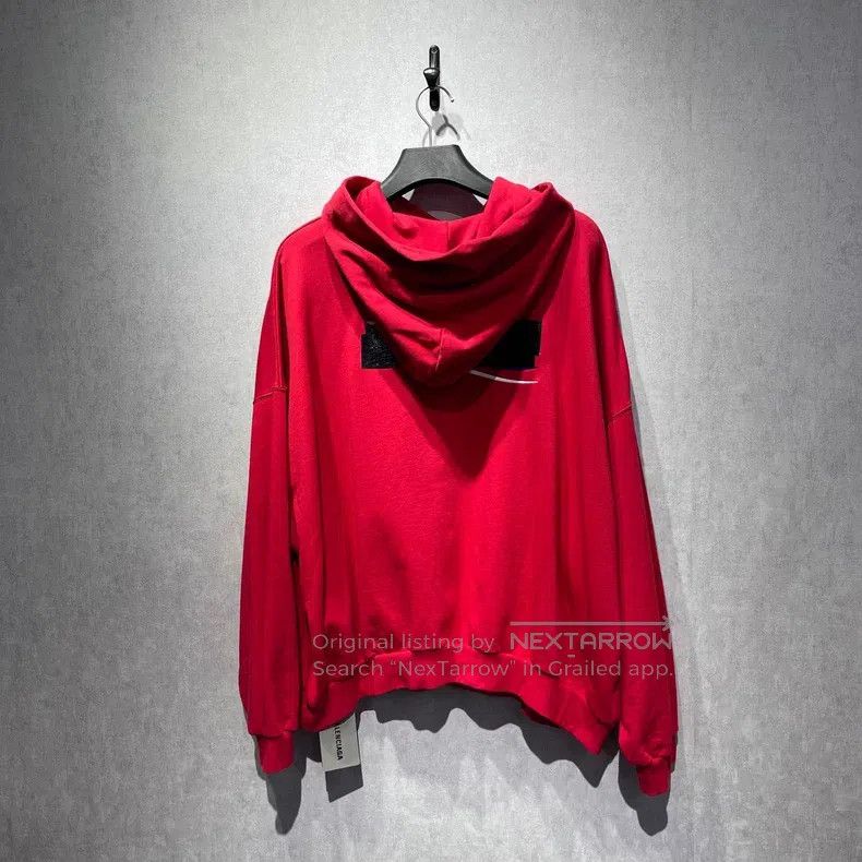 Balenciaga Balenciaga Tape Logo Red Hooded Sweatshirt Size US S / EU 44-46 / 1 - 2 Thumbnail