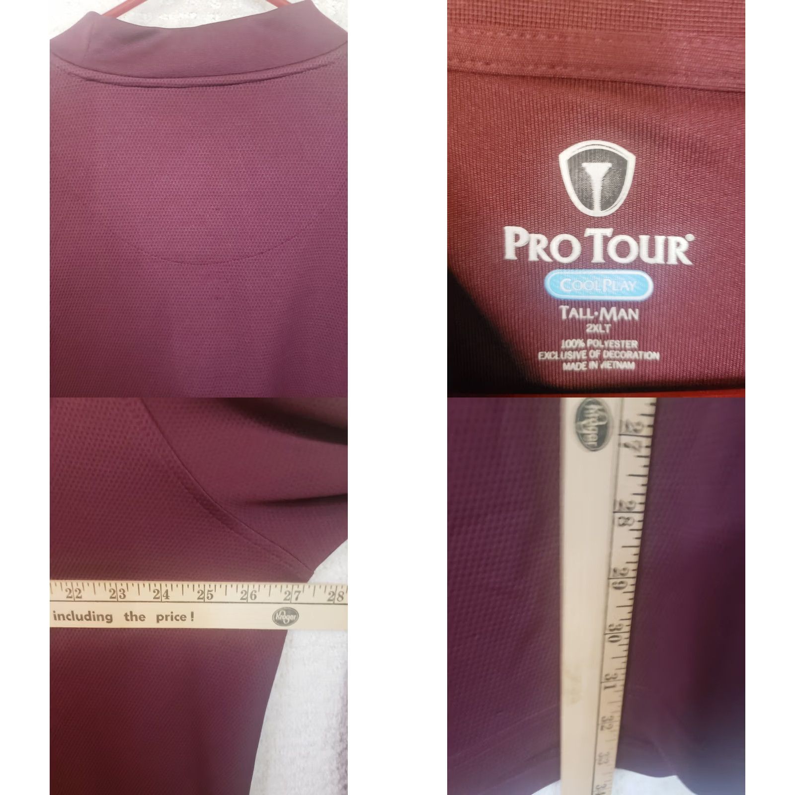 Vintage Pro Tour Shirt 2XLT Garnet Mock Pullover Long Sleeve Polyester Mens Shirt Size US XXL / EU 58 / 5 - 8 Thumbnail