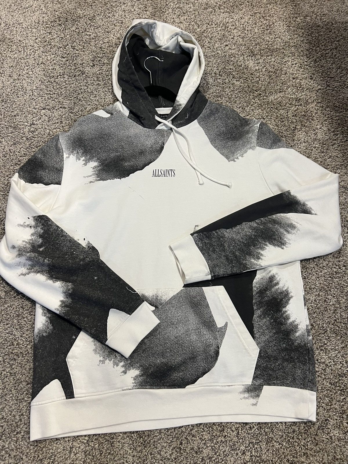 Allsaints All Saints Cream Graphic Hoodie Size US L / EU 52-54 / 3 - 1 Thumbnail