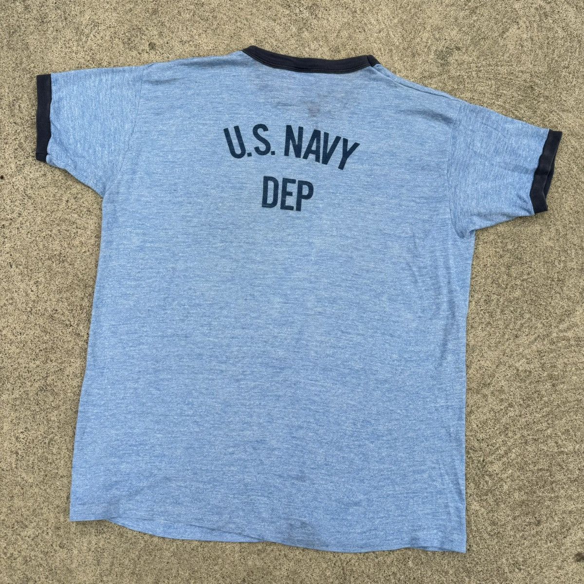 Russell Athletic × Vintage VINTAGE 1970s RUSSELL ATHLETIC US NAVY DEPT RINGER SHIRT Size US L / EU 52-54 / 3 - 9 Thumbnail