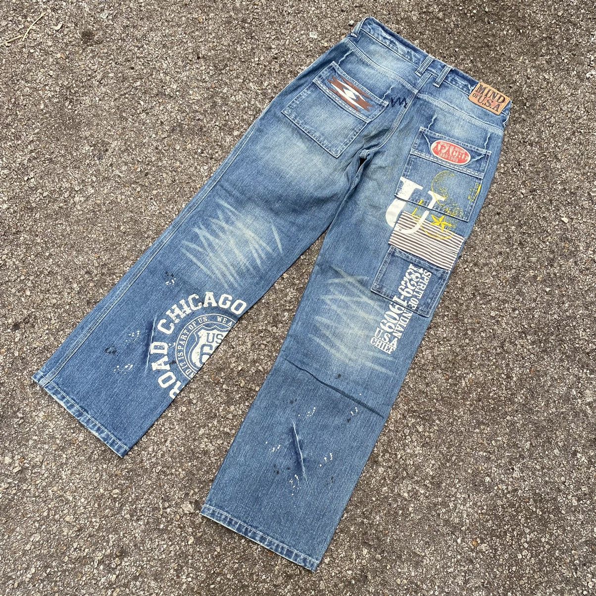 Other Patched Jeans Double Knee Distressed Denim Patchwork Size US 31 - 6 Thumbnail