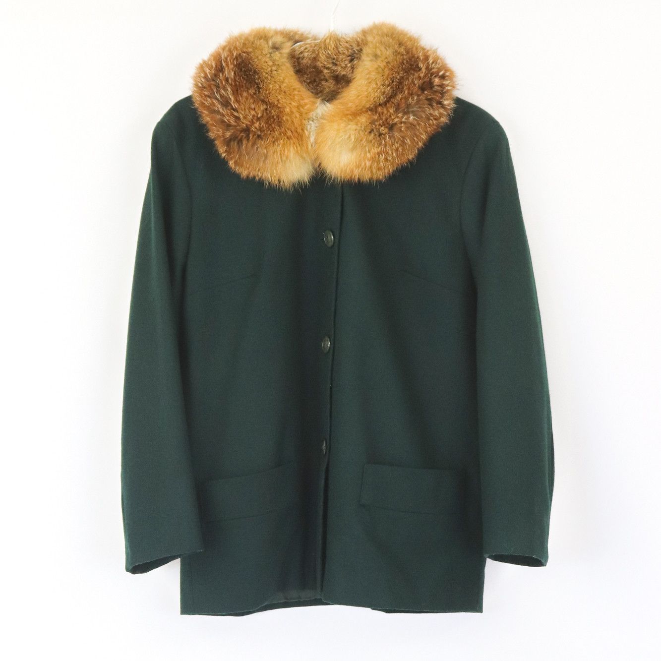 image of Dolce Gabbana Vintage 1990S Dolce &gabbana Wool Jacket Real Fur Collar in Emerald Green, Women's (S