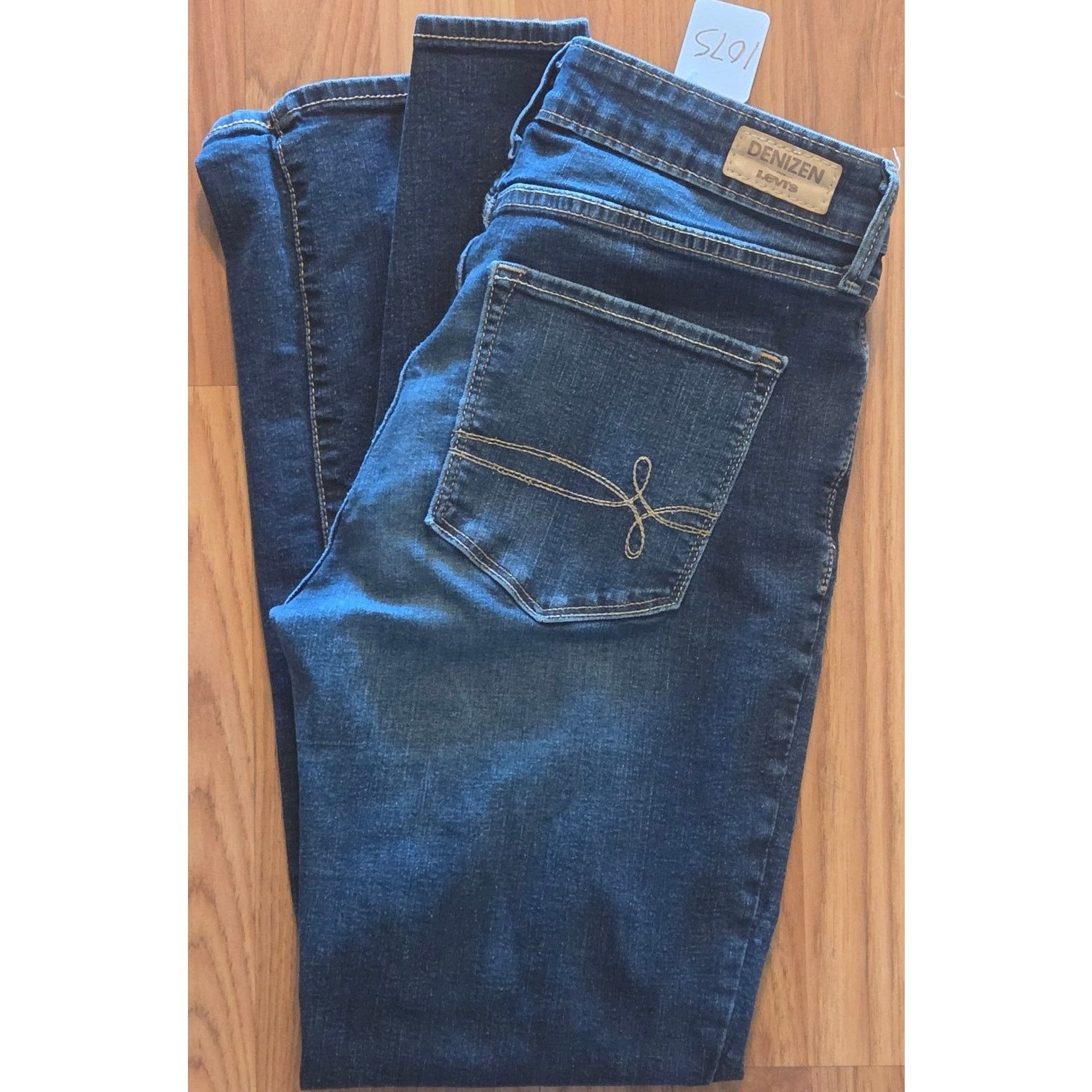Levi's Denizen Levis Modern Slim Distressed Navy Blue Jeans W29 L32 Size 29" - 2 Thumbnail