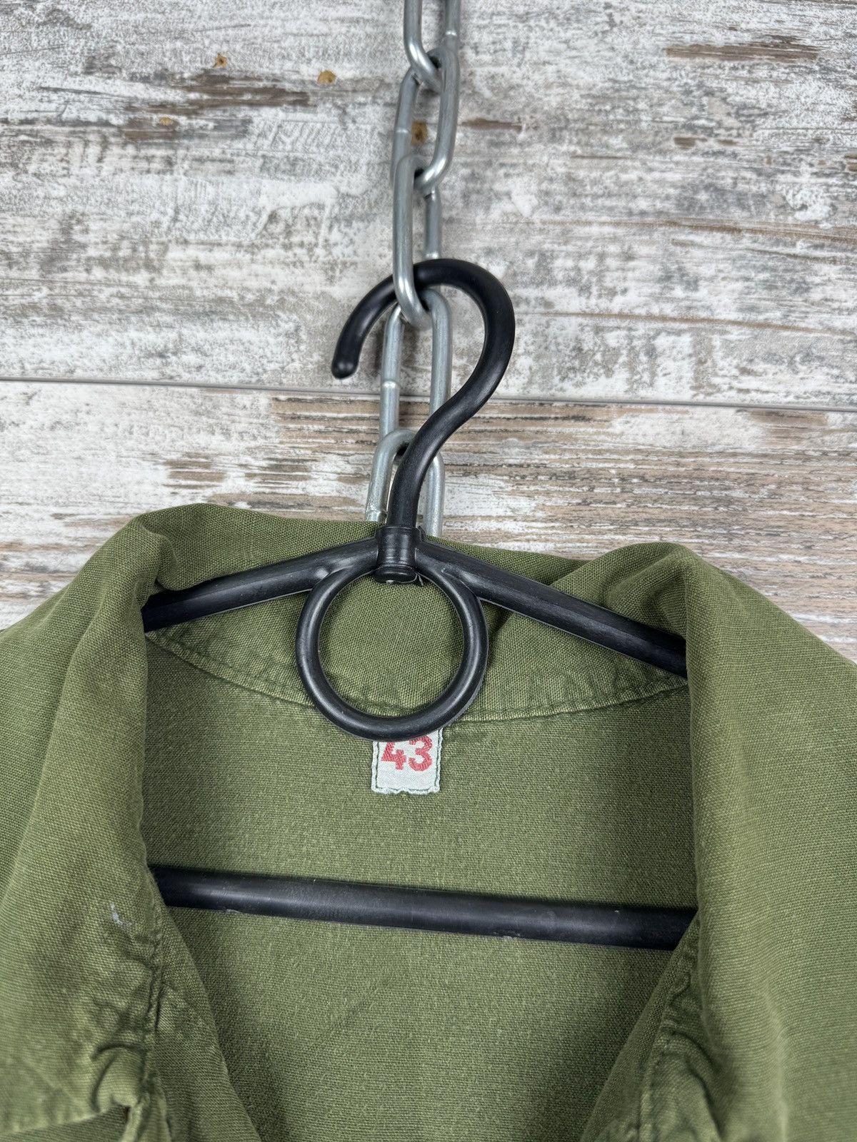 Vintage 1980s Swedish Army Shirt M-55 Green Military Pullover rare Size US M / EU 48-50 / 2 - 7 Thumbnail
