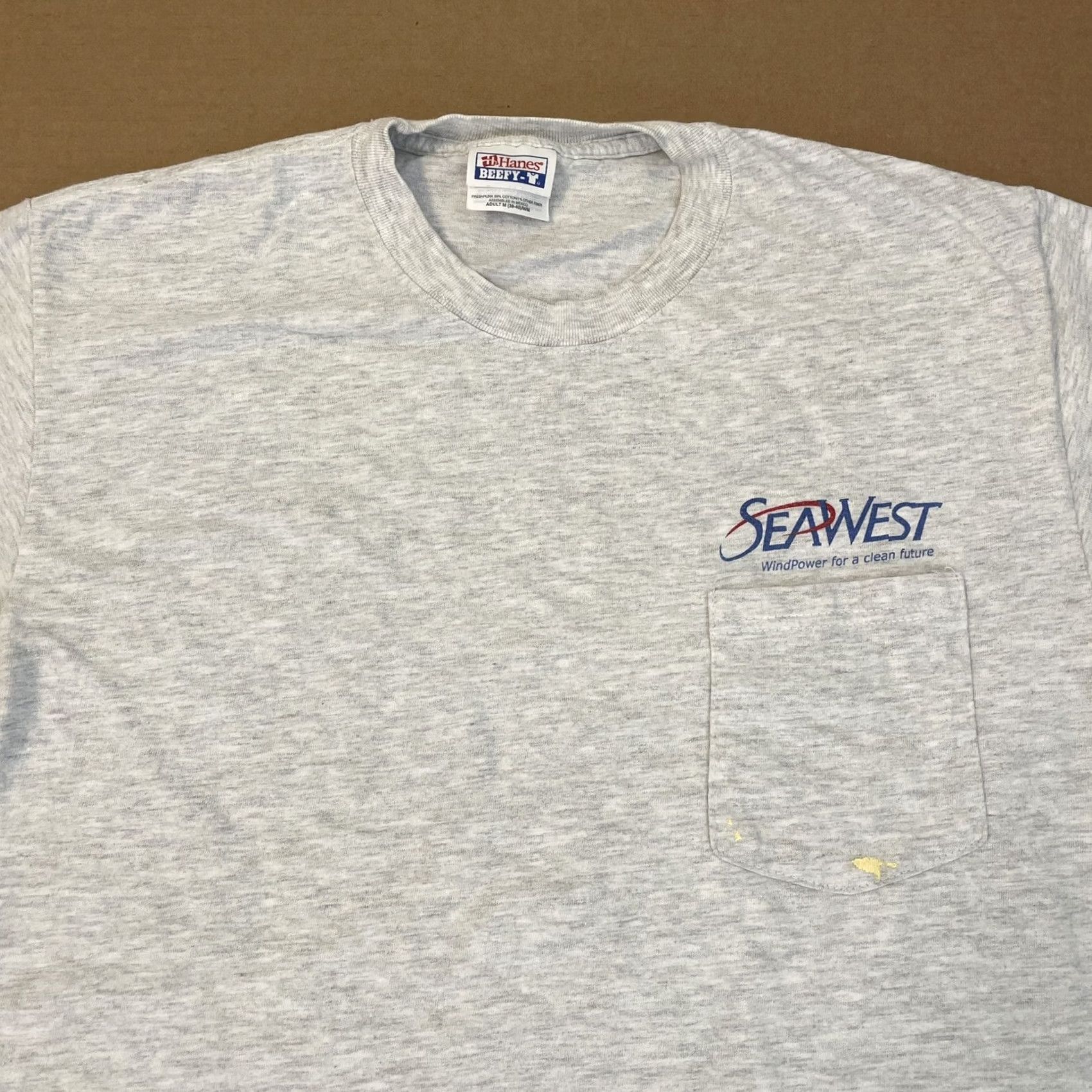 Hanes Hanes Clean Energy Shirt Adult Medium Gray Wind Power Short Sleeve Pocket Y2K Mens Size US M / EU 48-50 / 2 - 2 Thumbnail