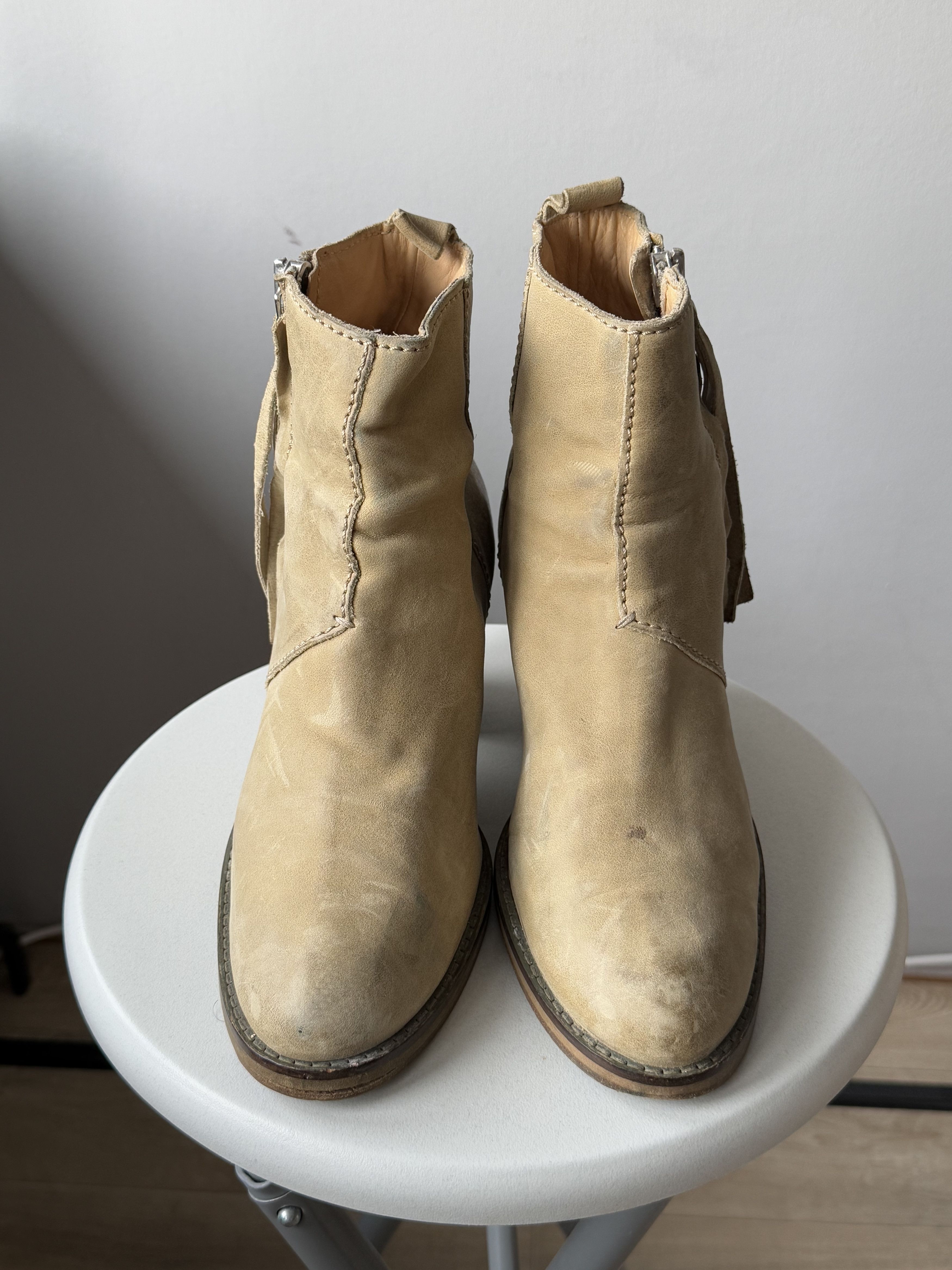 Acne Studios Acne Studios Pistol Taupe Beige Side Zip Ankle Heel Boots Size US 9 / IT 39 - 8 Thumbnail