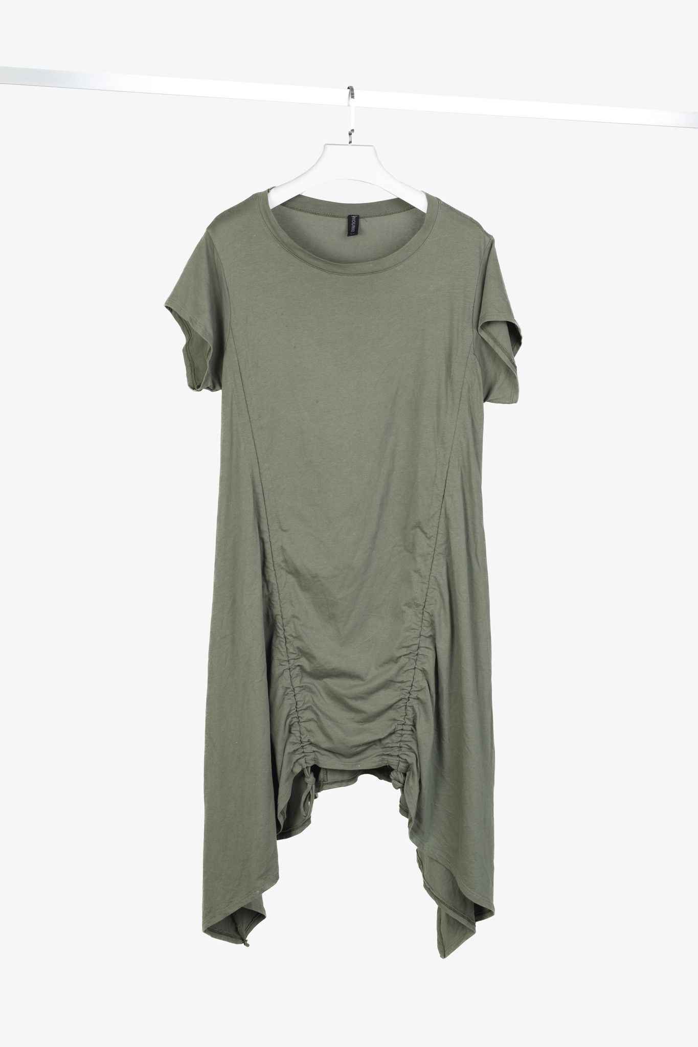 Other Nounke Green Jersey Ruched-Drawstring Midi T-Shirt Dress Size XL / US 12-14 / IT 48-50 - 7 Thumbnail