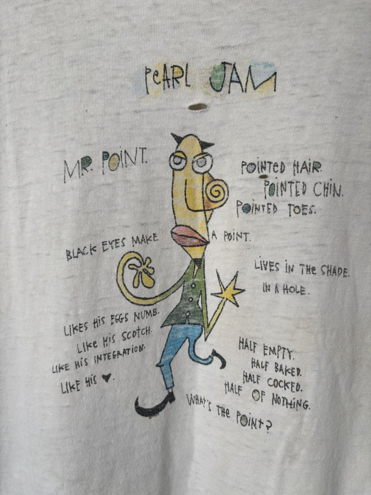 Vintage Rare Vintage 1995 Pearl Jam Mr.Point Vitalogy Tour Tee Size US L / EU 52-54 / 3 - 11 Thumbnail