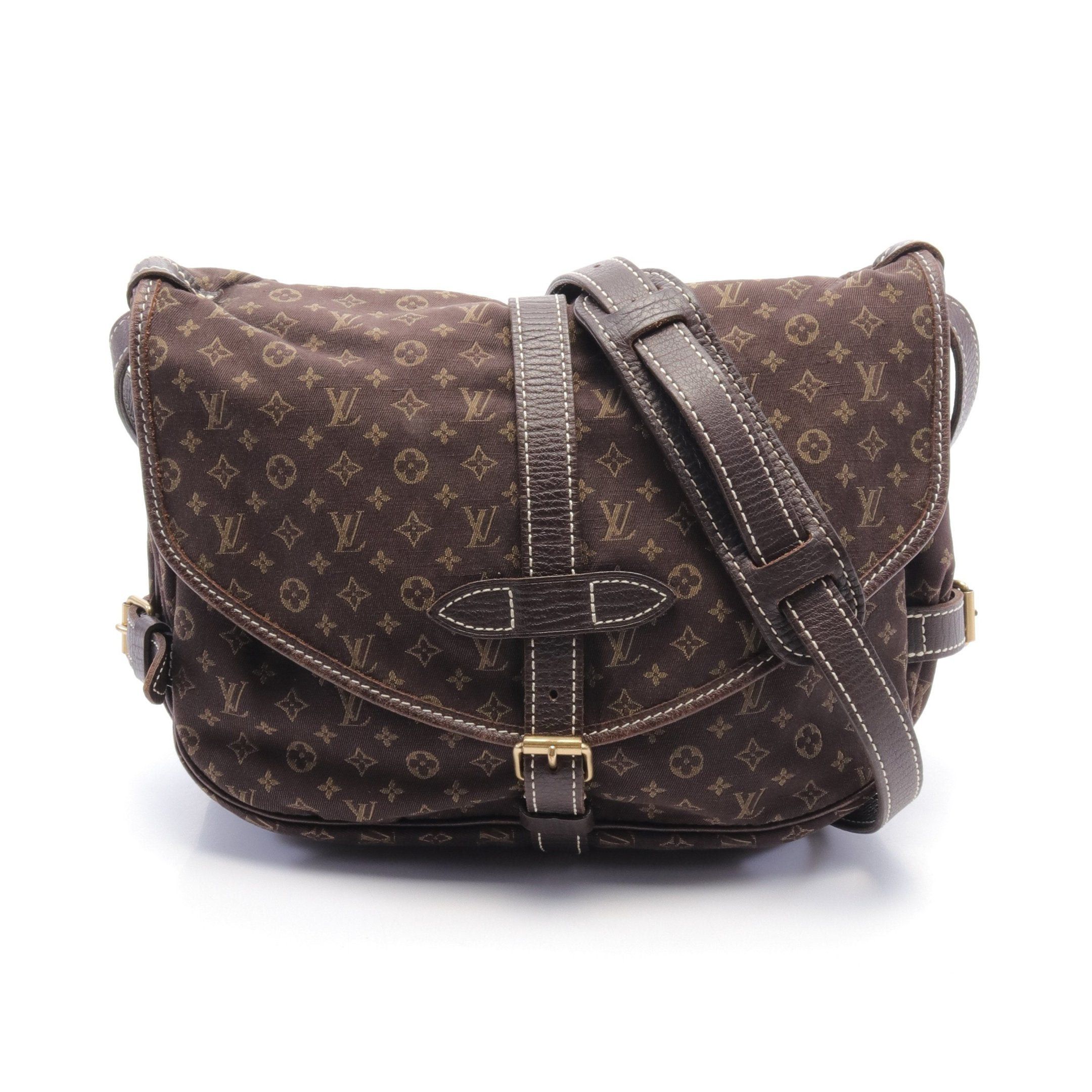Louis Vuitton Louis Vuitton Saumur Monogram Mini Run Ebene Shoulder Bag Canvas Leather Dark Brown Size ONE SIZE - 1 Thumbnail