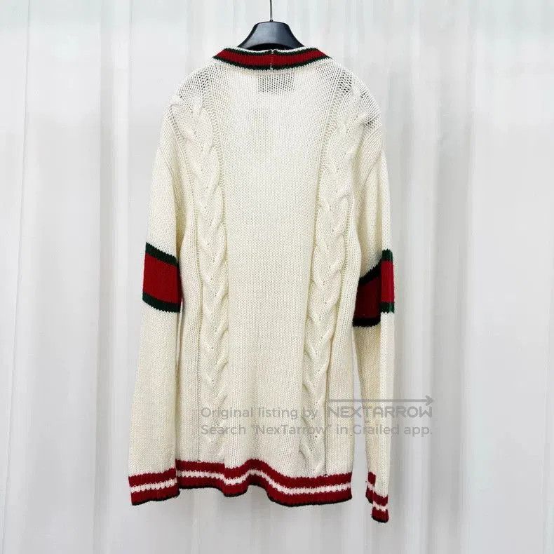 Gucci Gucci Cream Red Green Knit Cardigan. Size US XS / EU 42 / 0 - 2 Thumbnail