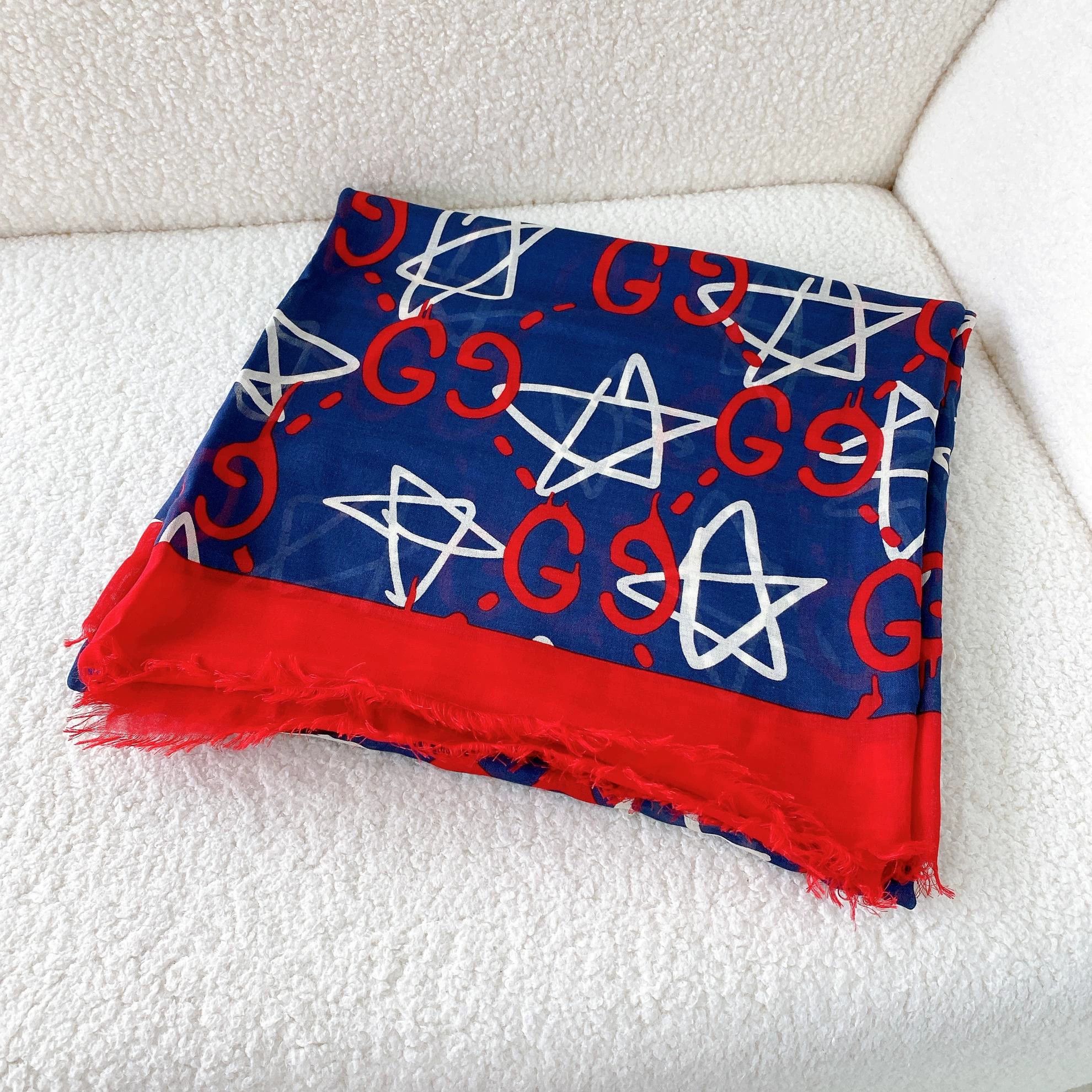 Gucci Gucci Double G Star Logo Scarf 140x140cm 2296 Size ONE SIZE - 1 Thumbnail