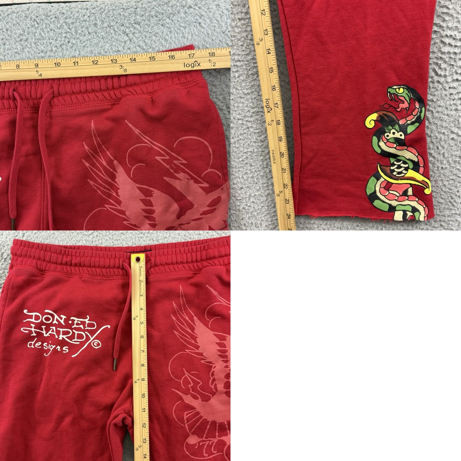 Ed Hardy Ed Hardy Sweatpants Women Large Red Wide-Leg Fleece Logo Pockets Y2K Skull Tattoo Heart Casual Relaxed Pants Size 36" / US 14 / IT 50 - 8 Thumbnail