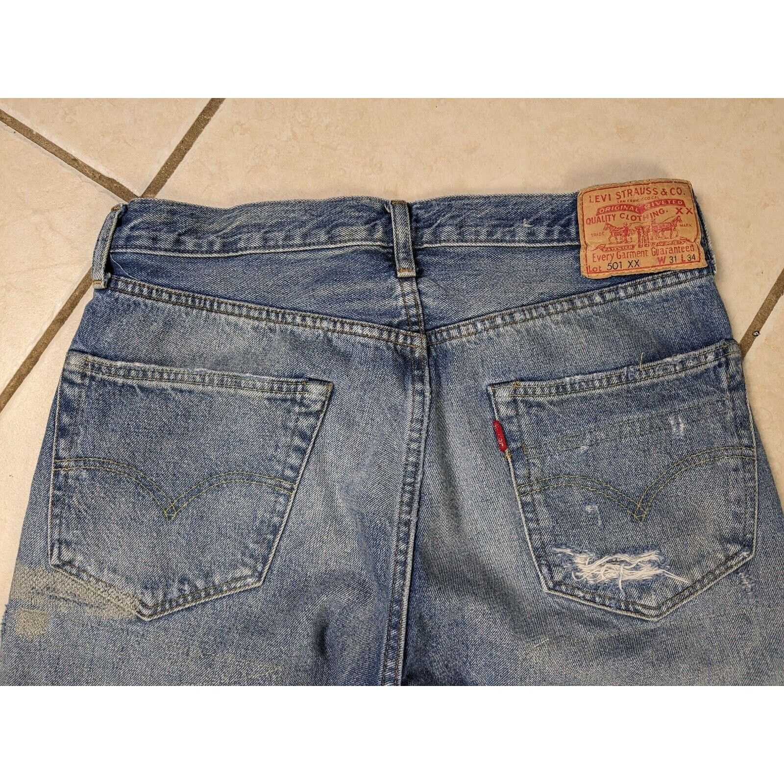 Levi's LVC LEVIS 501XX 31x34 Distressed Big E Selvedge Jeans Size US 31 - 14 Thumbnail