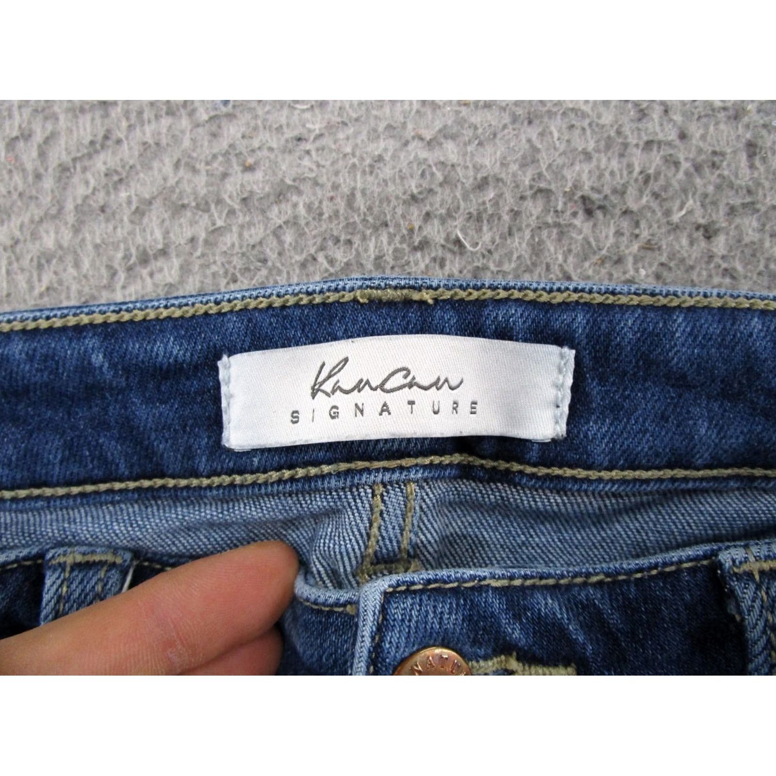 Vintage Kancan Jeans Women's Size 29 Distressed Stretch Denim Ankle Blue 5-Pocket Shirt? Size 29" - 4 Thumbnail