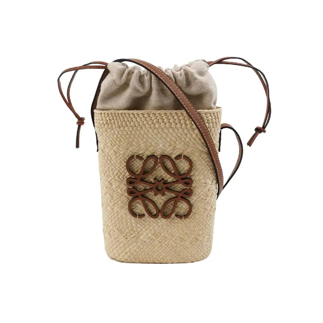 Loewe Beige Straw Woven Applique Crossbody Bag Hardware, Women's