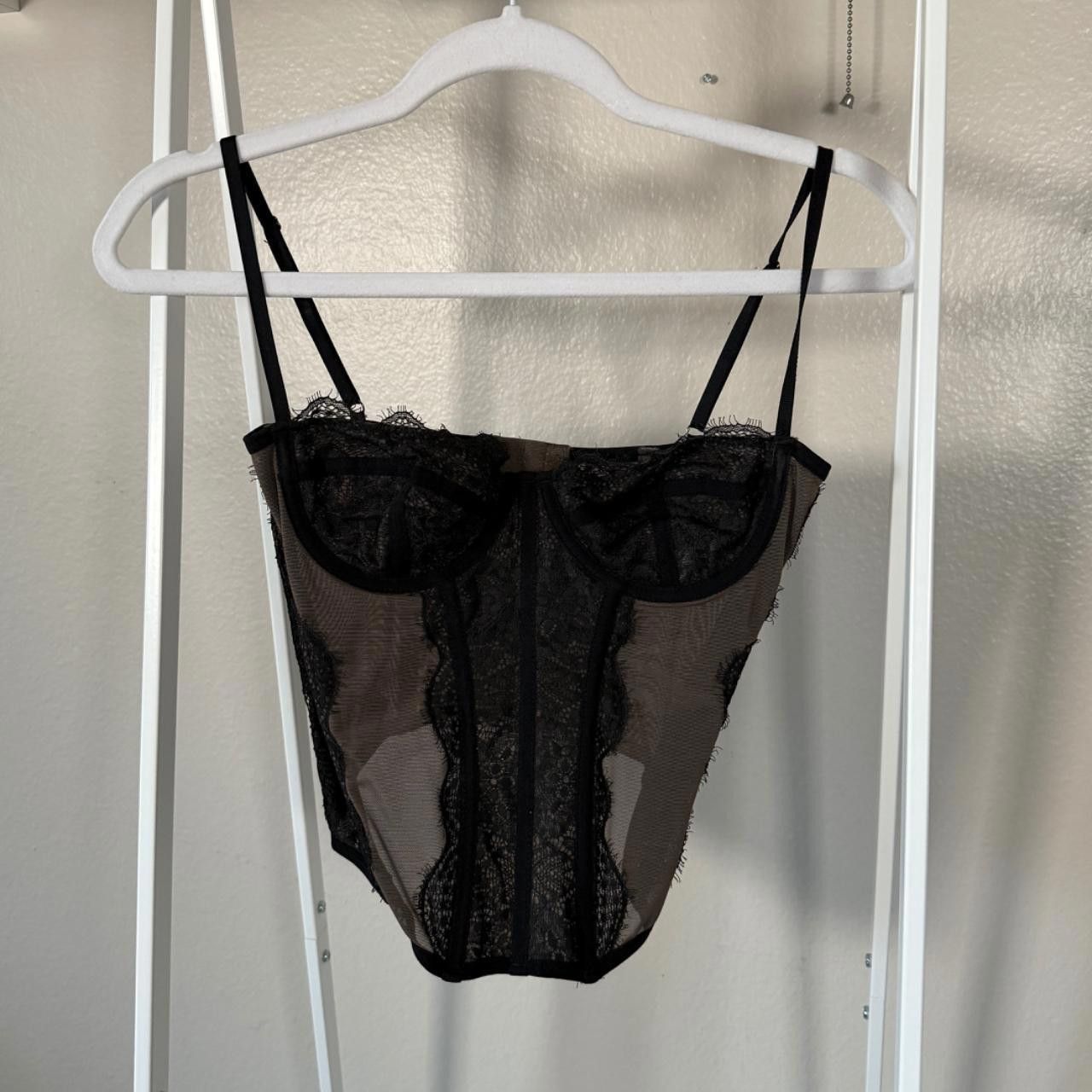 Urban Outfitters black and tan mesh lacy corset top🖤🤎 Size M / US 6-8 / IT 42-44 - 2 Thumbnail