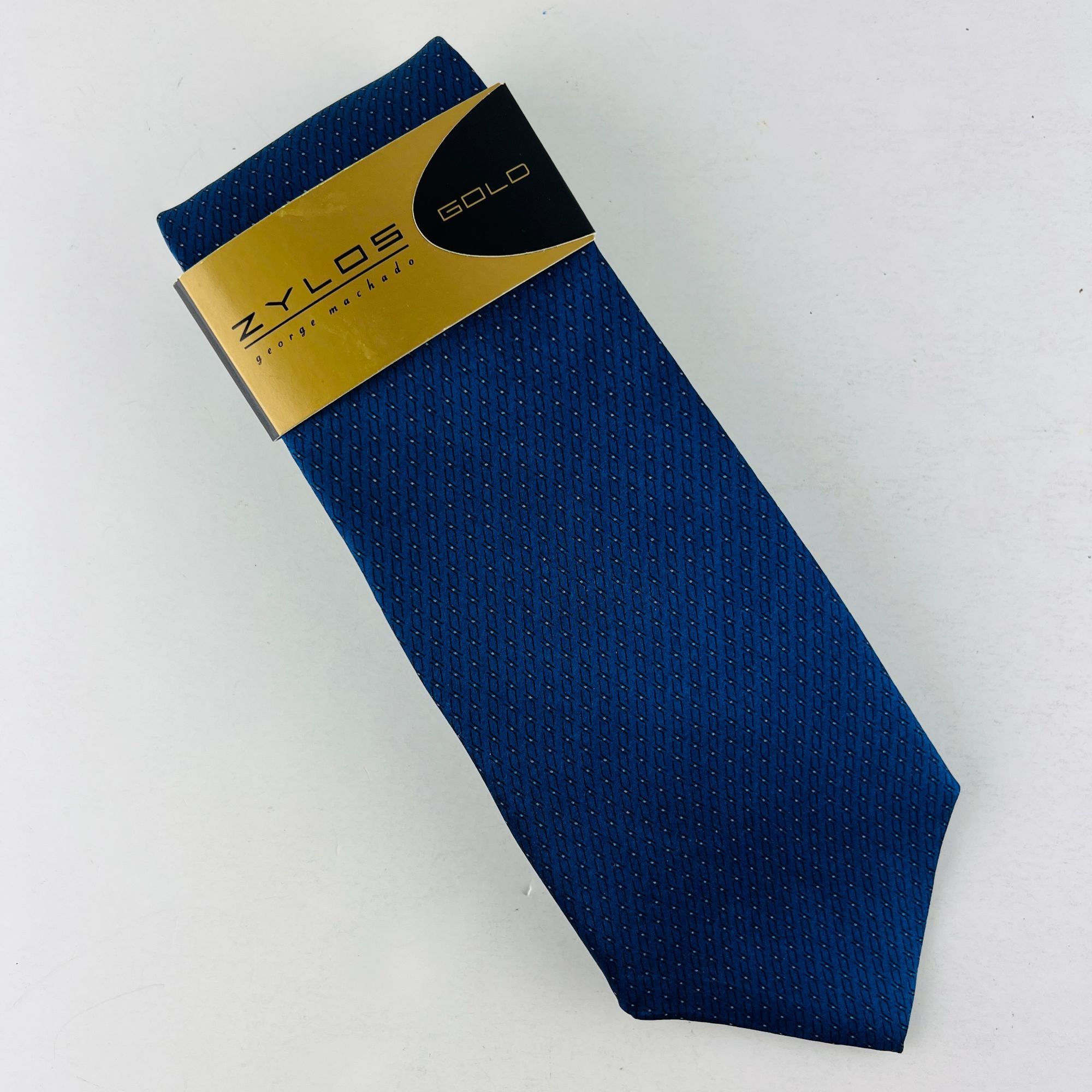 Designer Zylos Gold George Machado Blue Dots Necktie Tie 100% Silk NW Size ONE SIZE - 1 Thumbnail