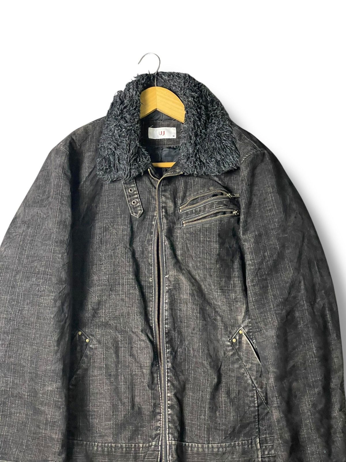 Japanese Brand × Vintage UJ Japanese Brand Fur Collared Denim Jacket (100) Size US M / EU 48-50 / 2 - 4 Thumbnail