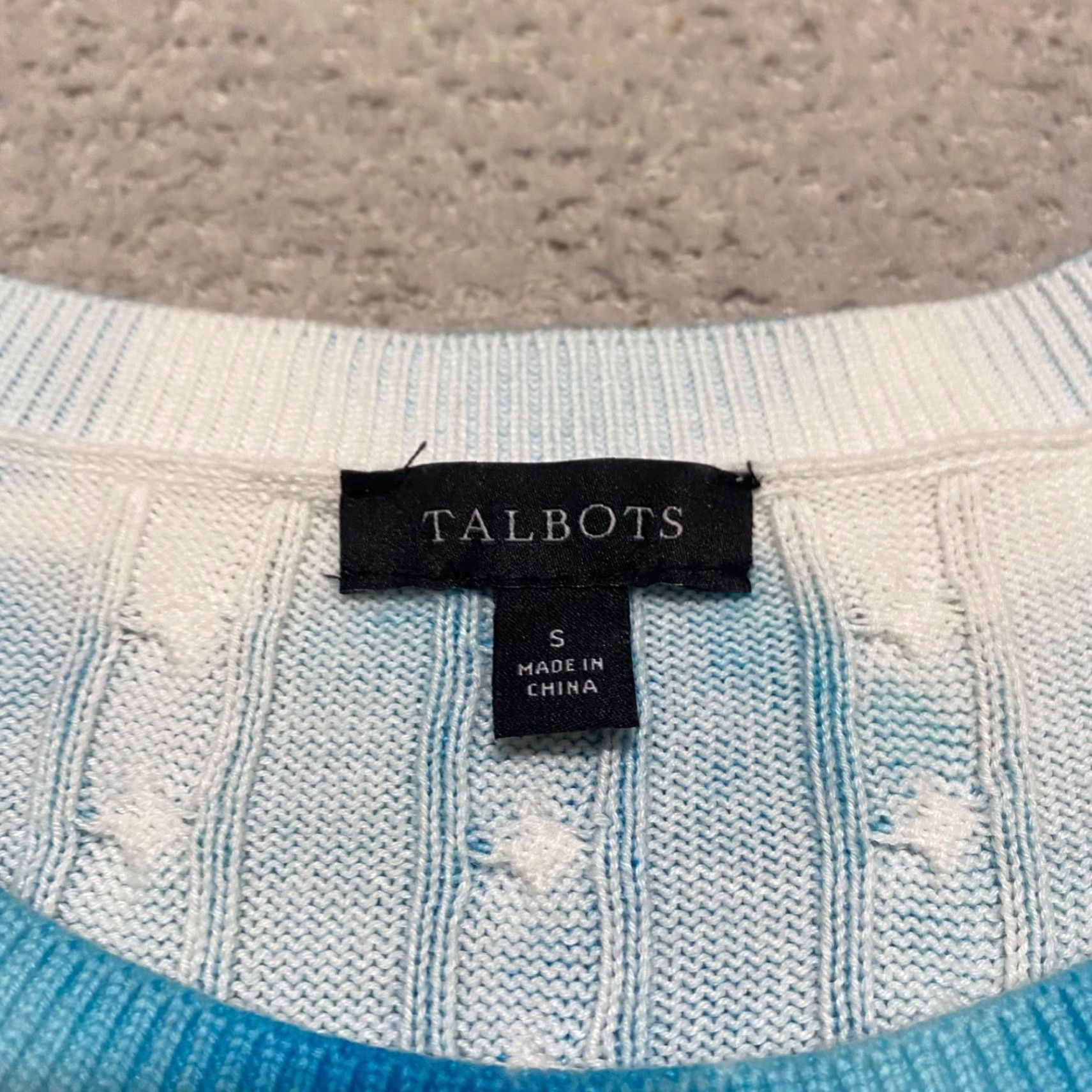 Talbots Talbots Womens Small Sweater Blue Geometric Long Sleeve Crew Neck Cable Knit Size S / US 4 / IT 40 - 3 Thumbnail