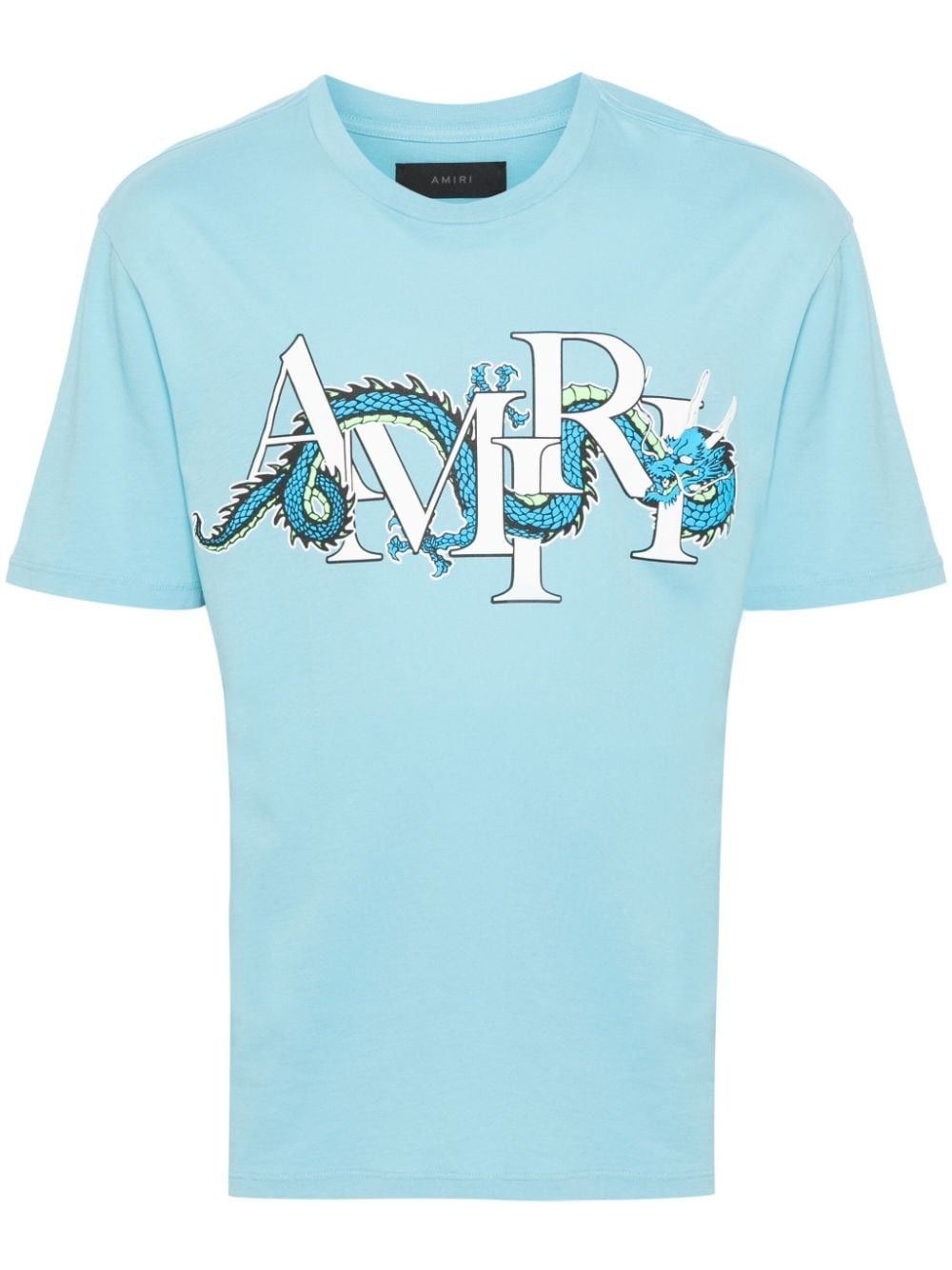 oc11z0225 Dragon Logo Sleeve T-Shirt in Light Blue