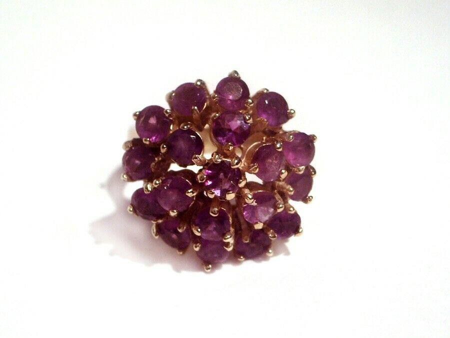 Designer Cluster Sterling 18 kt Gold Vermeil Cocktail Ring Amethyst Size ONE SIZE - 1 Thumbnail