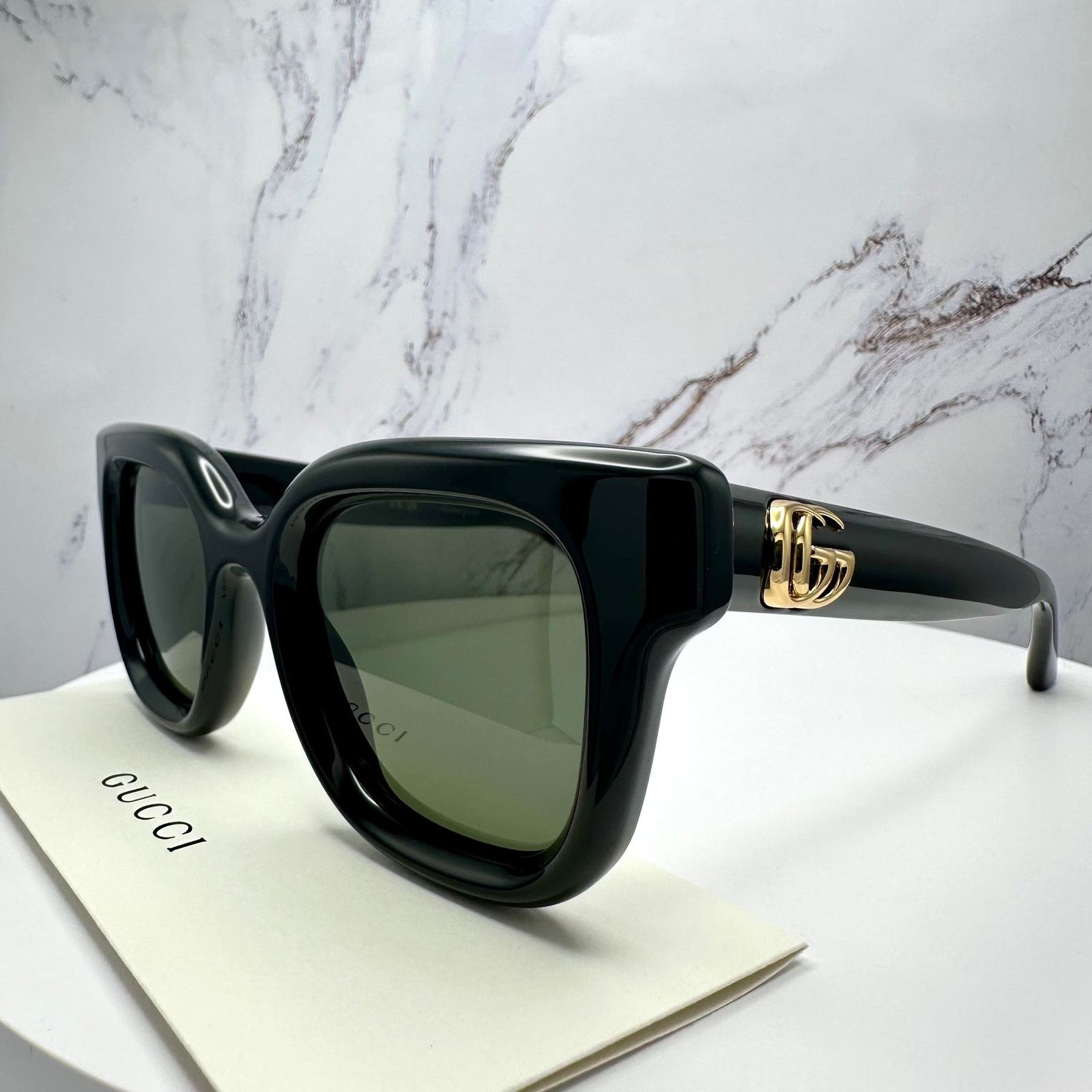 Gucci New GUCCI Sunglasses Black & Gold GG Logo Square Round Size ONE SIZE - 11 Thumbnail