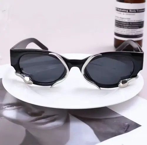 Other Steampunk Rectangle Sunglasses for Women New Small Frames Pu Size ONE SIZE - 3 Thumbnail