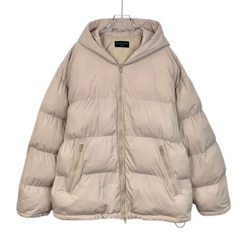 Balenciaga Balenciaga Nude pink logo embroidered hooded zipper down j Size L / US 10 / IT 46 - 1 Thumbnail